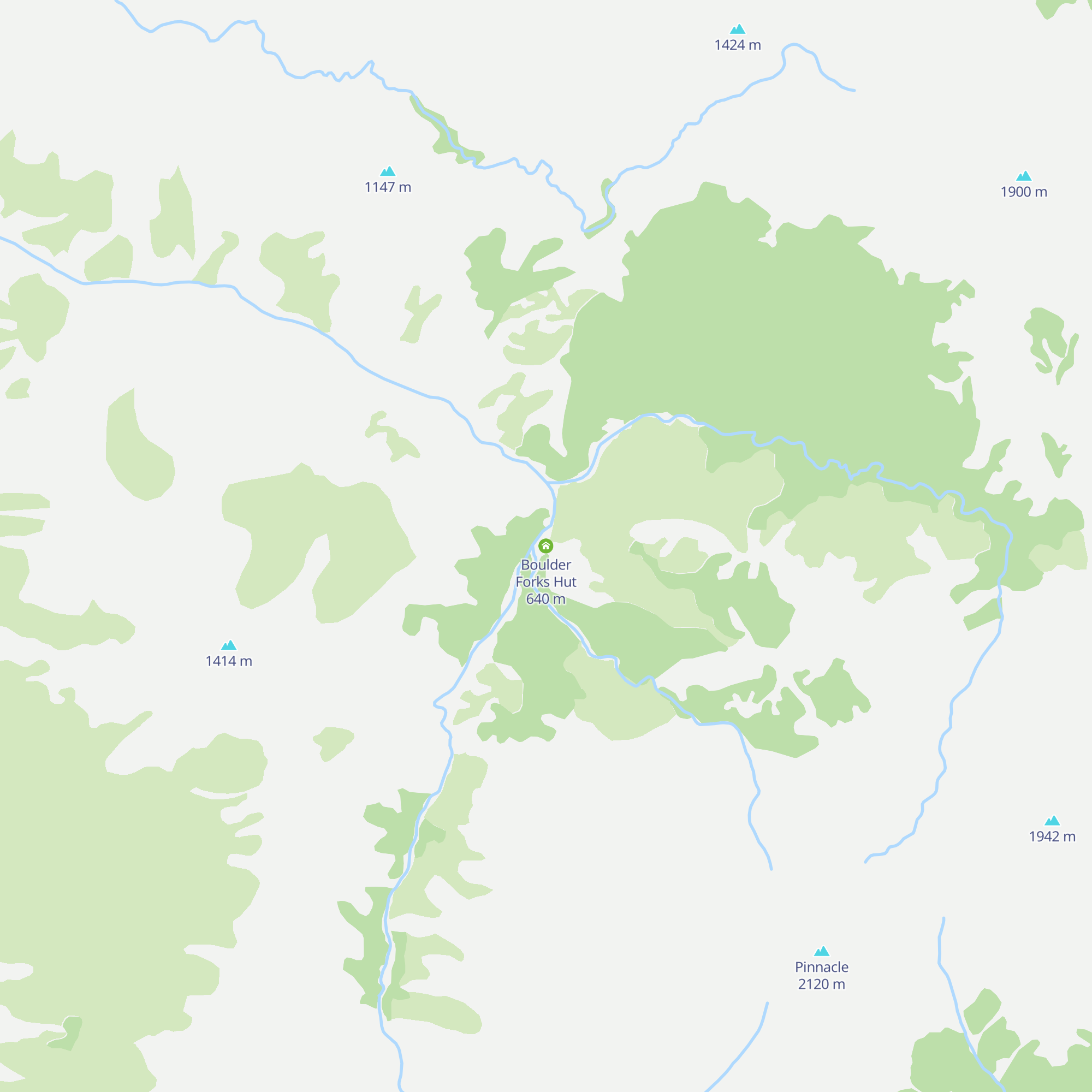 Boulder Forks Hut map