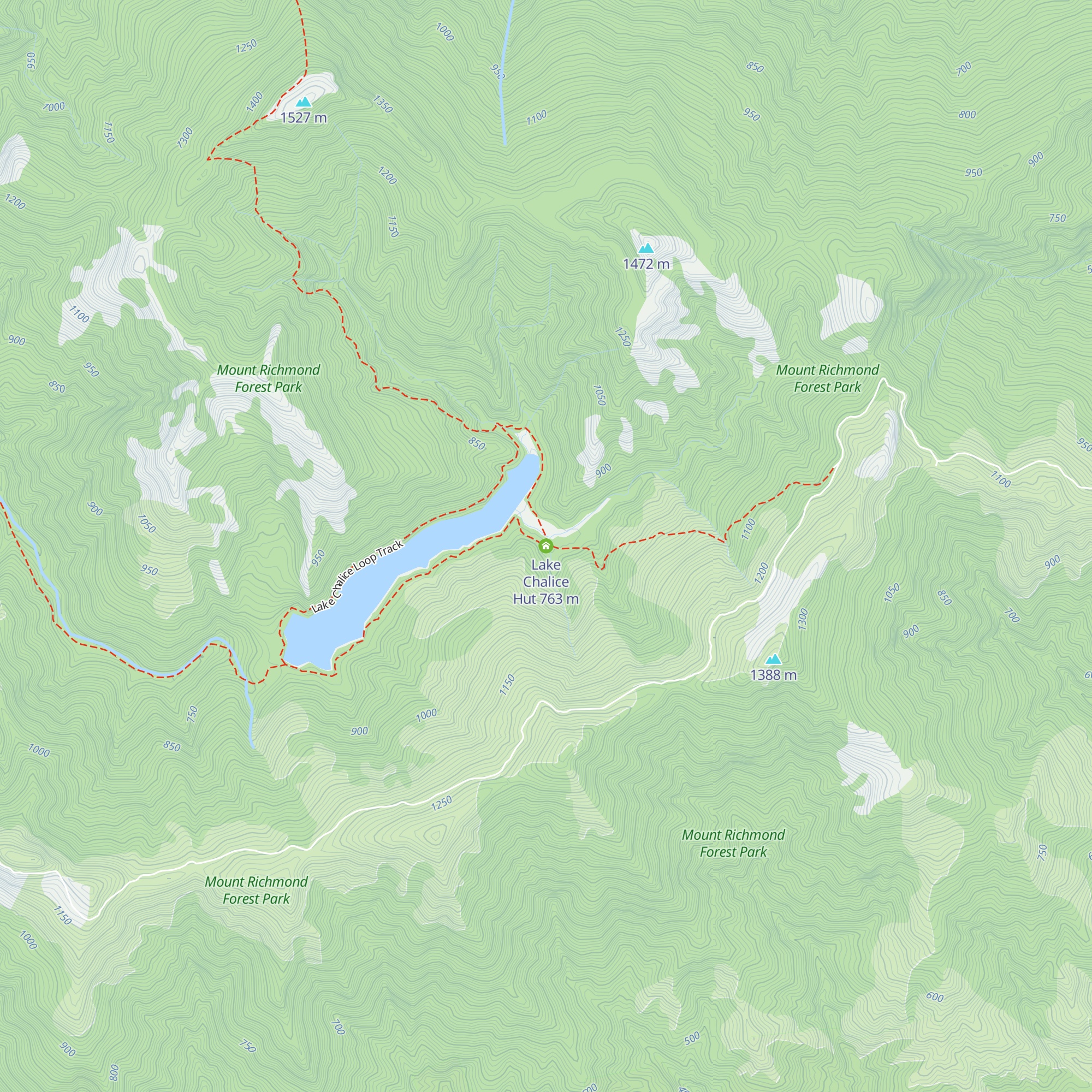 Lake Chalice Hut map
