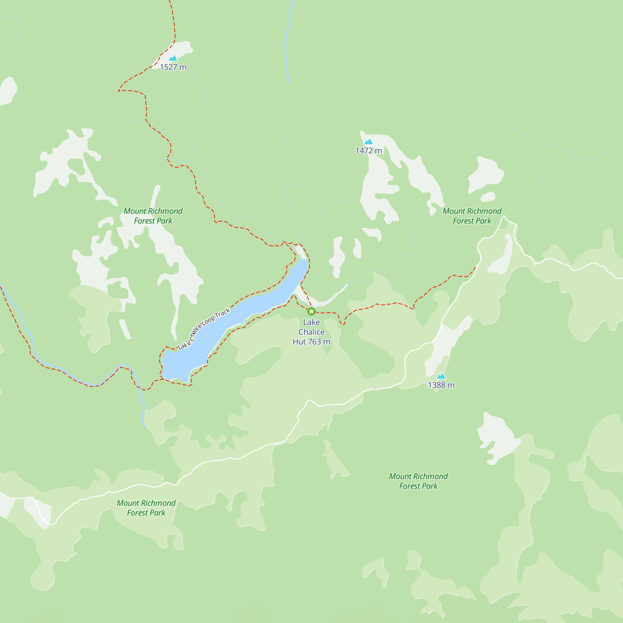 Lake Chalice Hut map