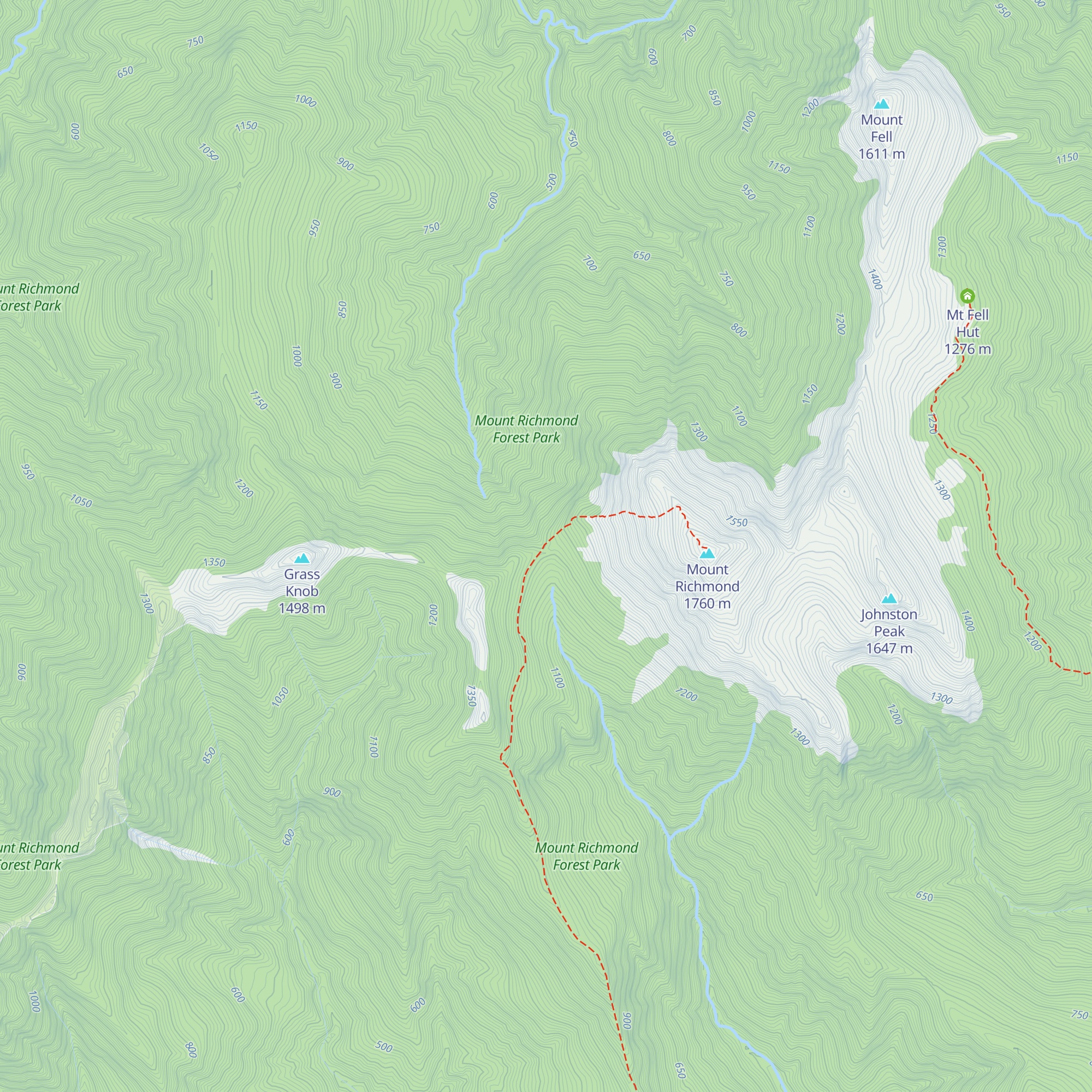 Richmond Saddle Hut map