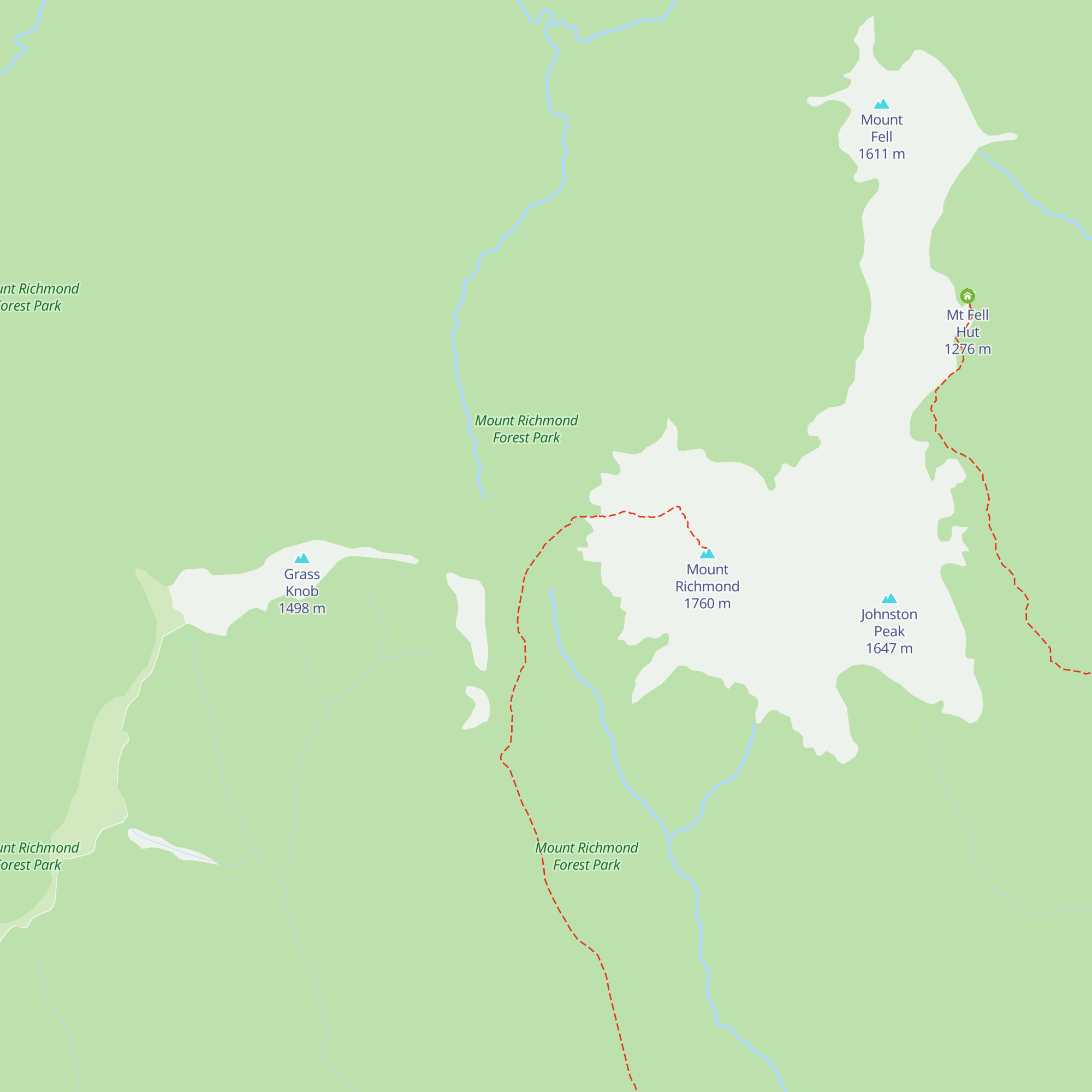 Richmond Saddle Hut map