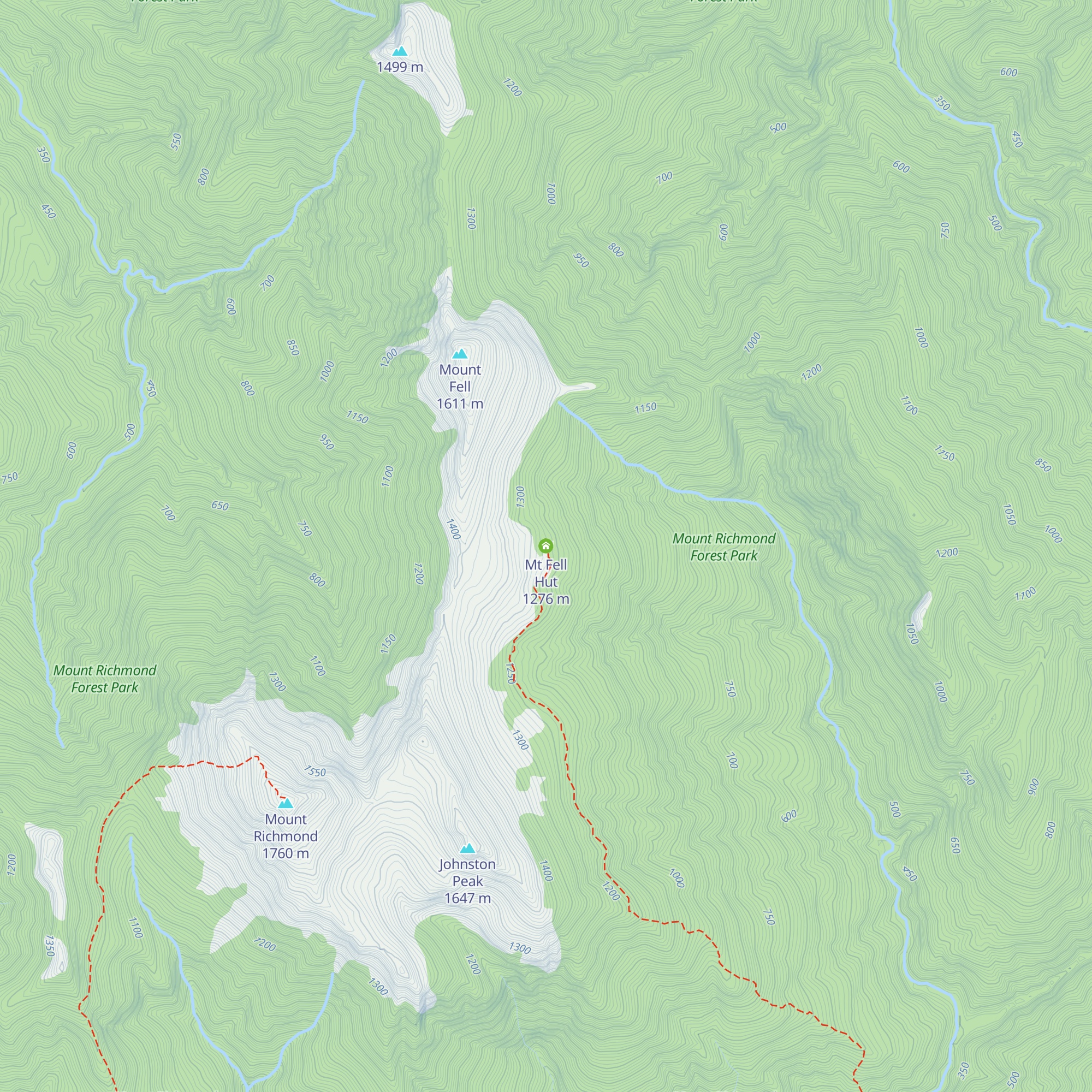 Mt Fell Hut map