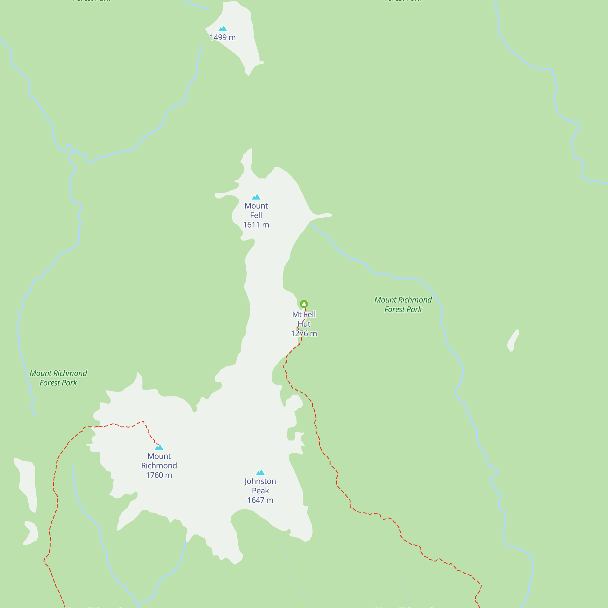 Mt Fell Hut map