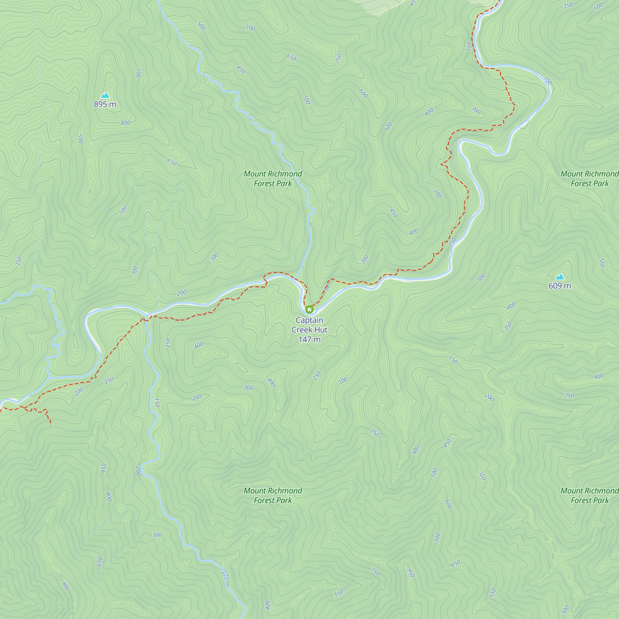 Captain Creek Hut map