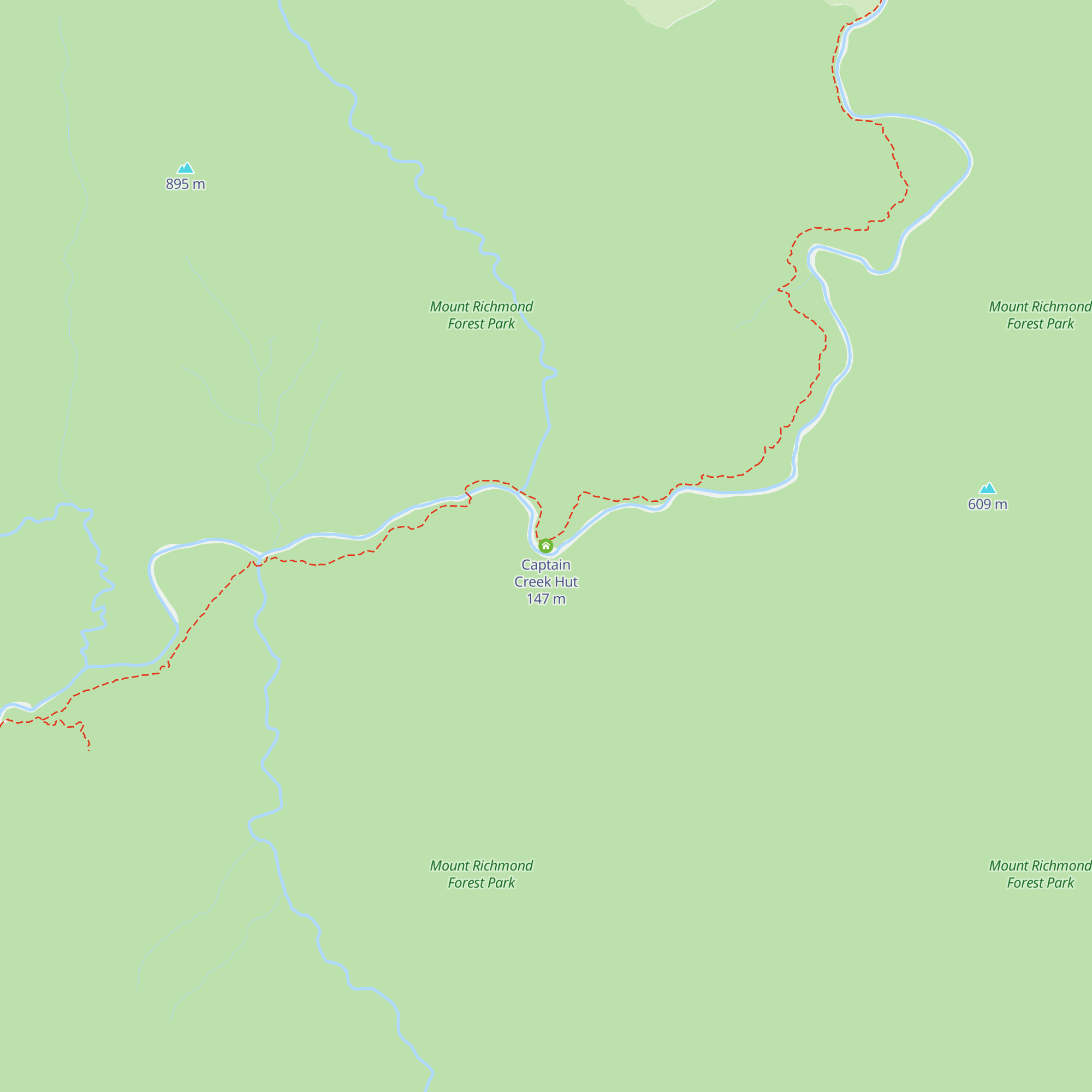 Captain Creek Hut map