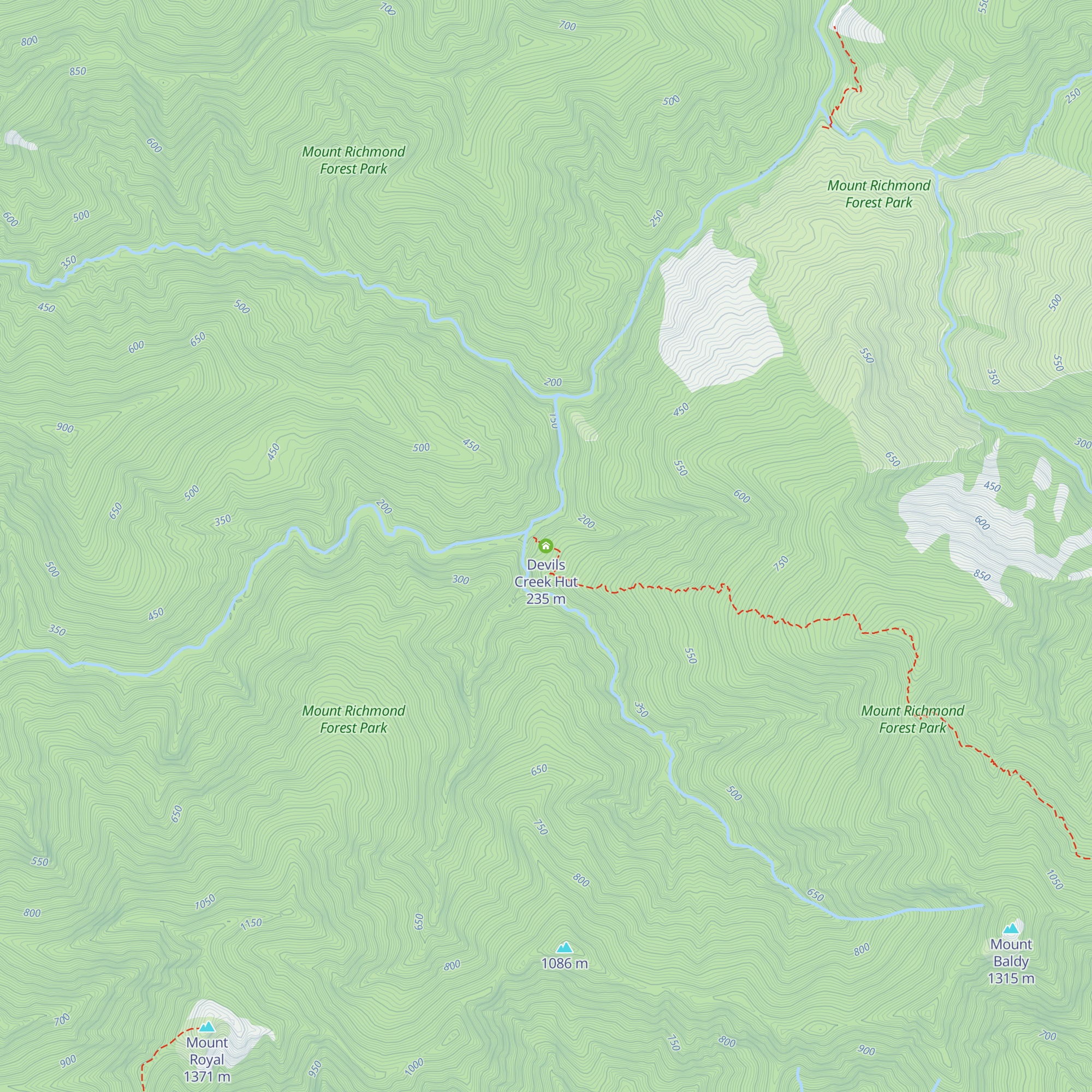 Devils Creek Hut map