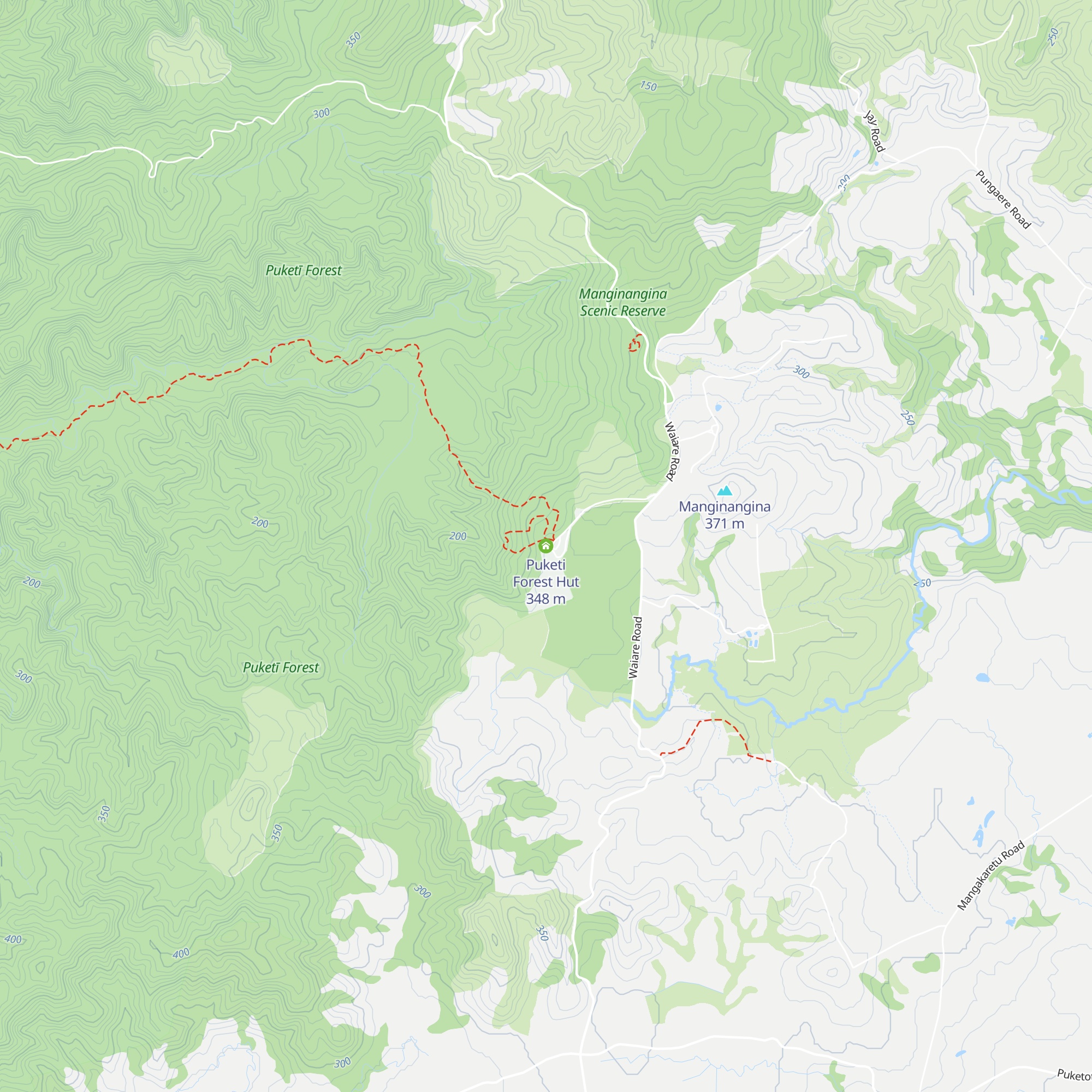 Puketi Forest Hut map