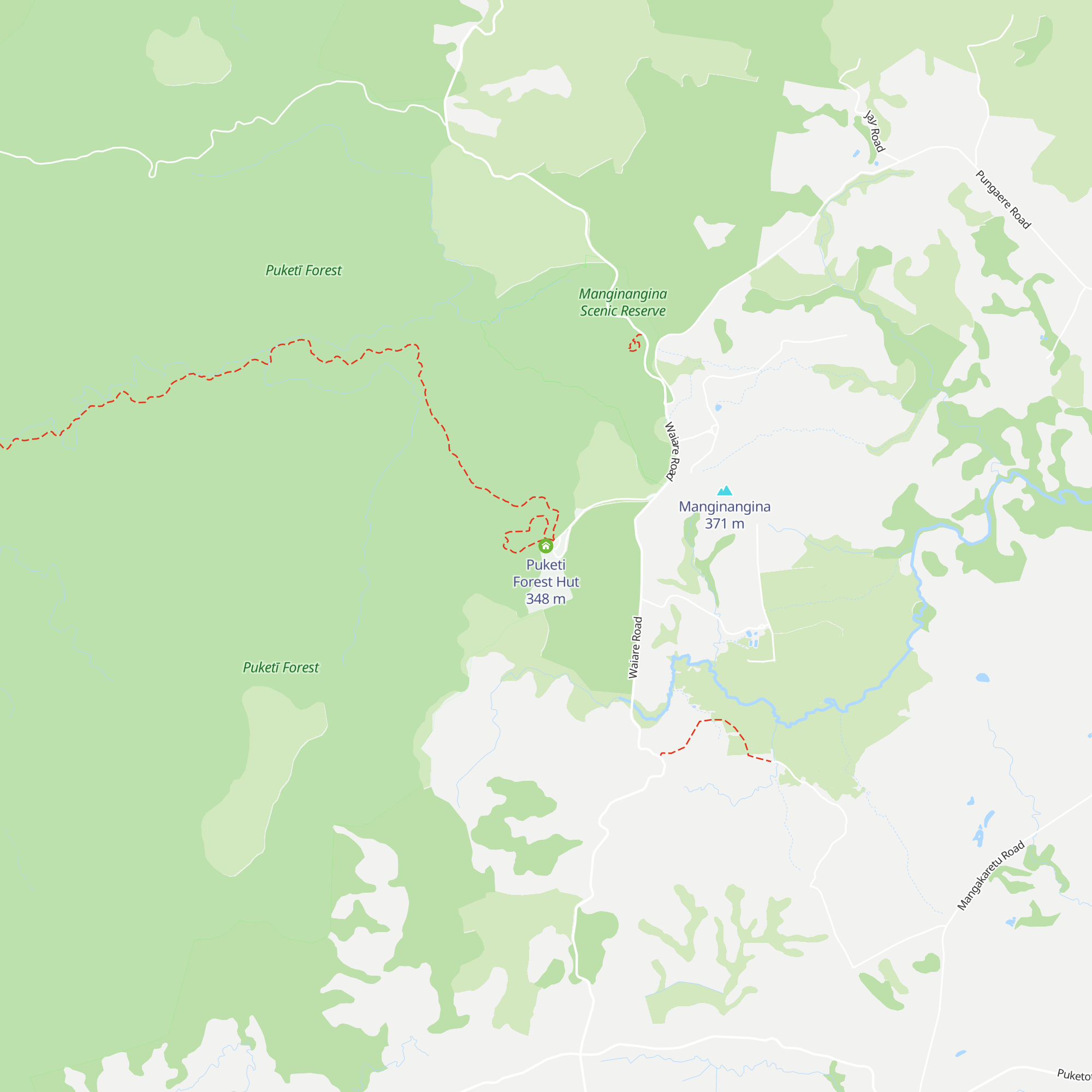 Puketi Forest Hut map