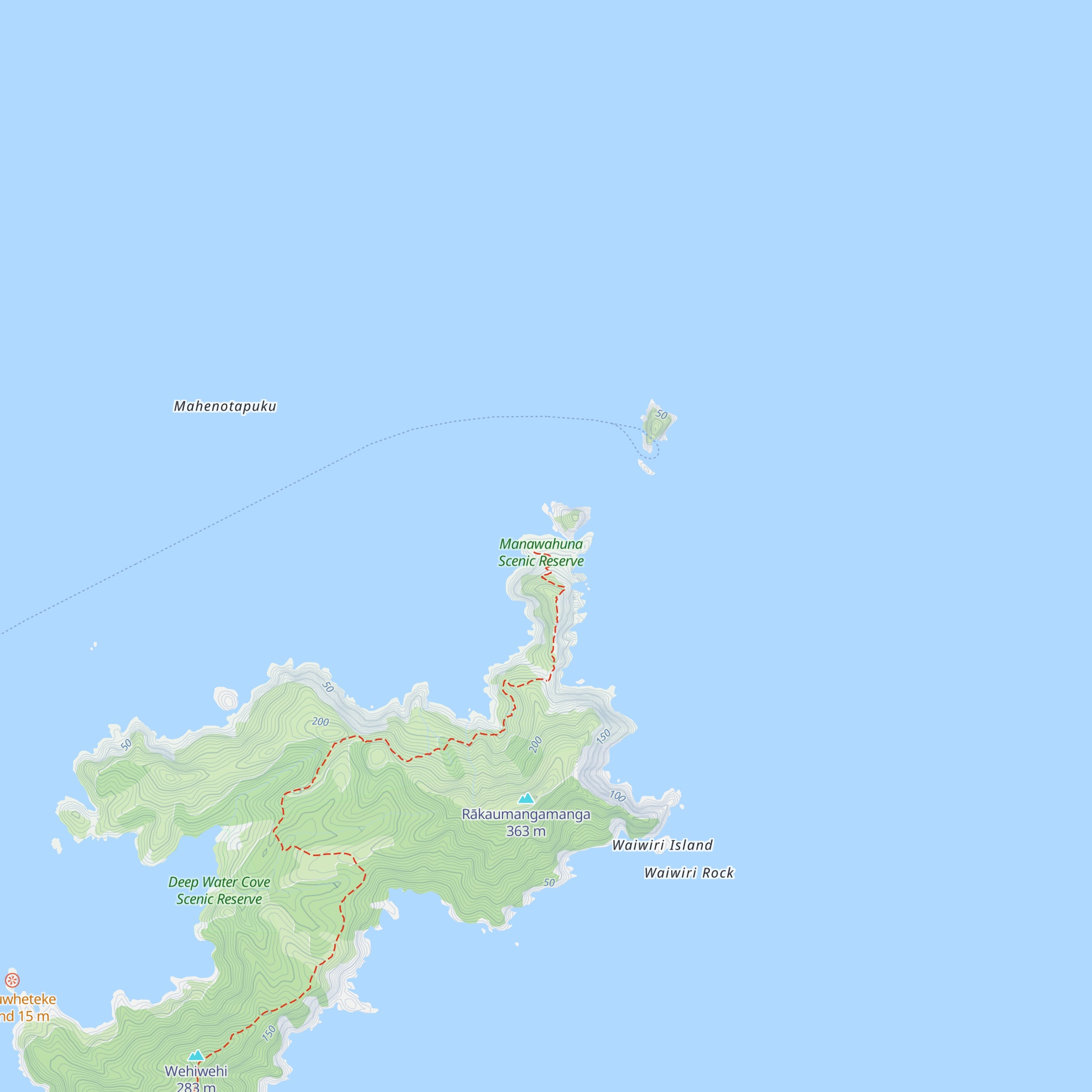 Cape Brett Hut map