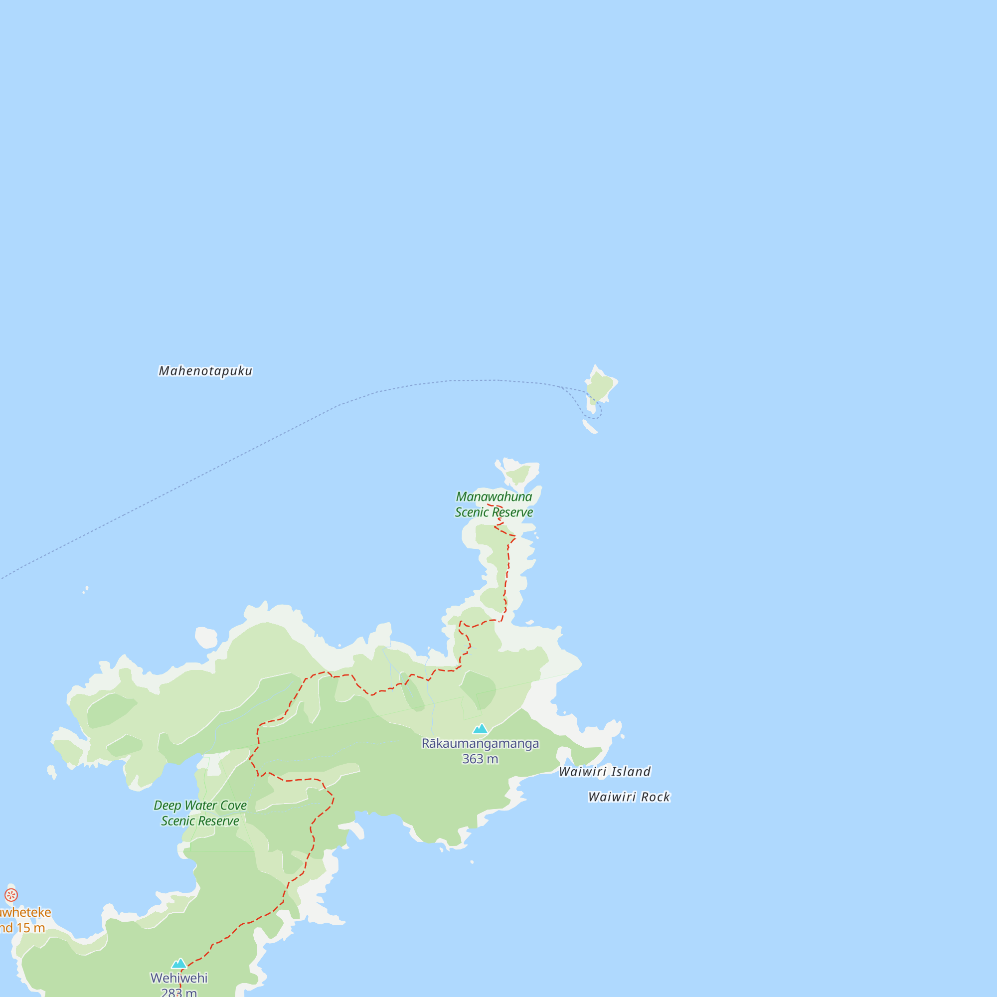 Cape Brett Hut map