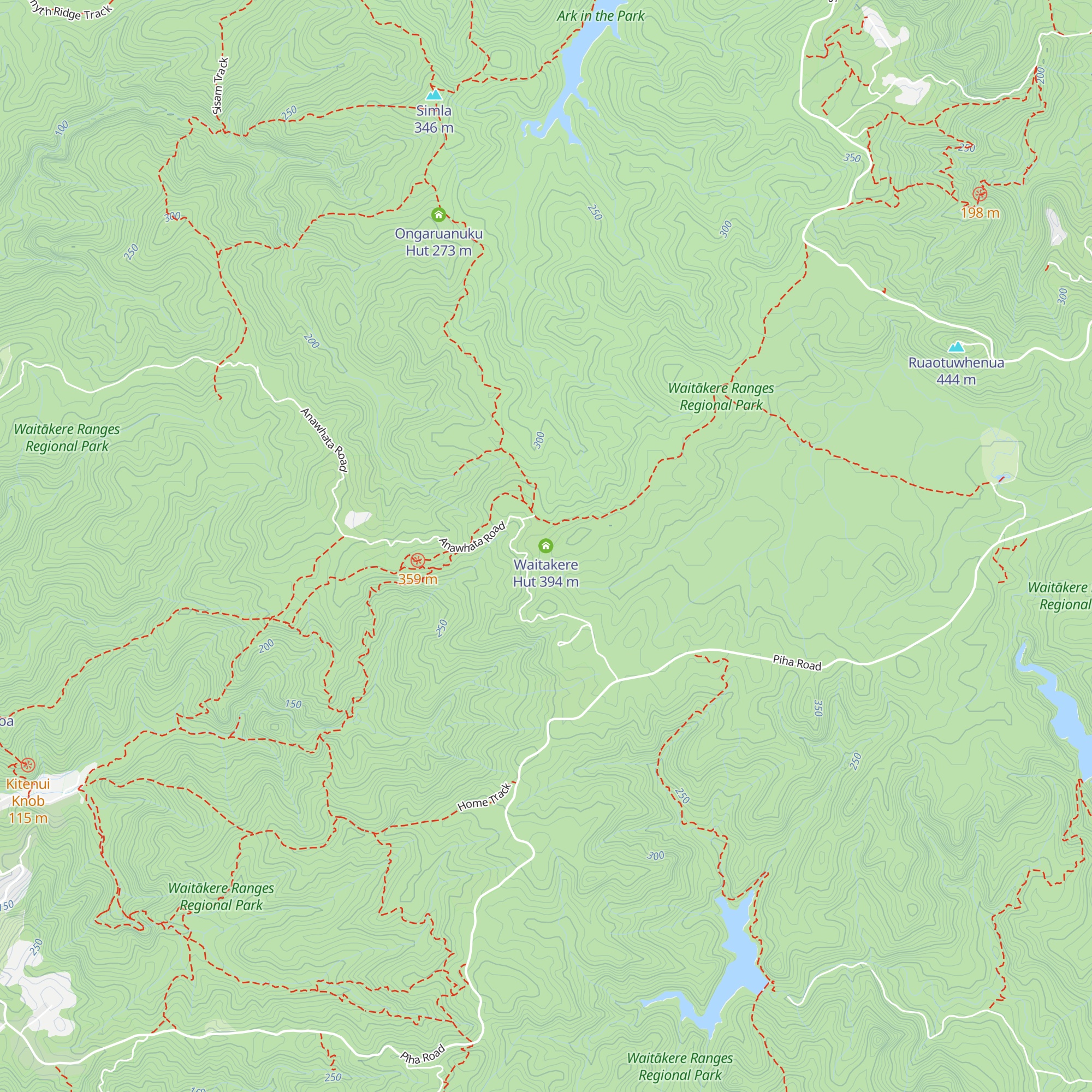 Waitakere Hut map
