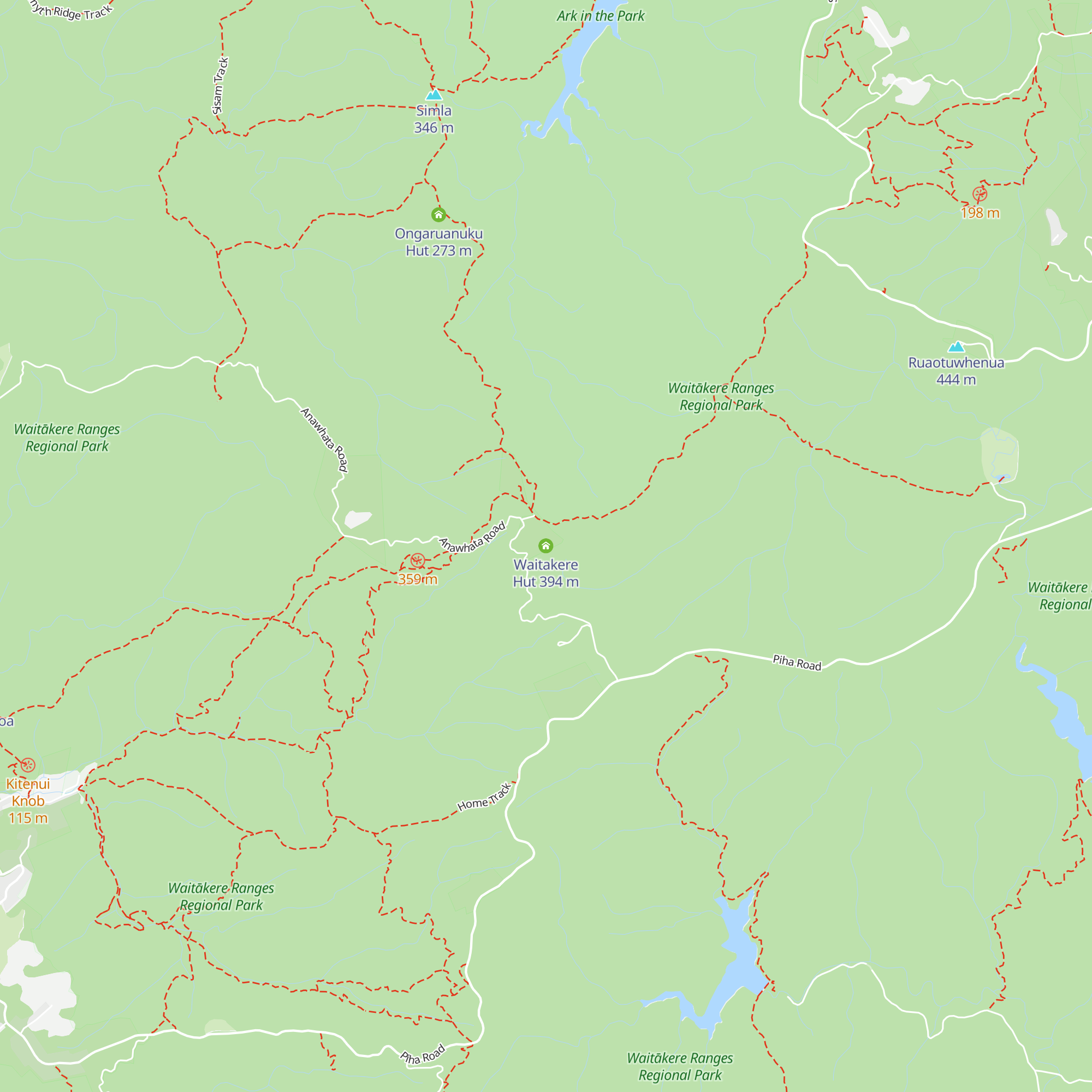 Waitakere Hut map