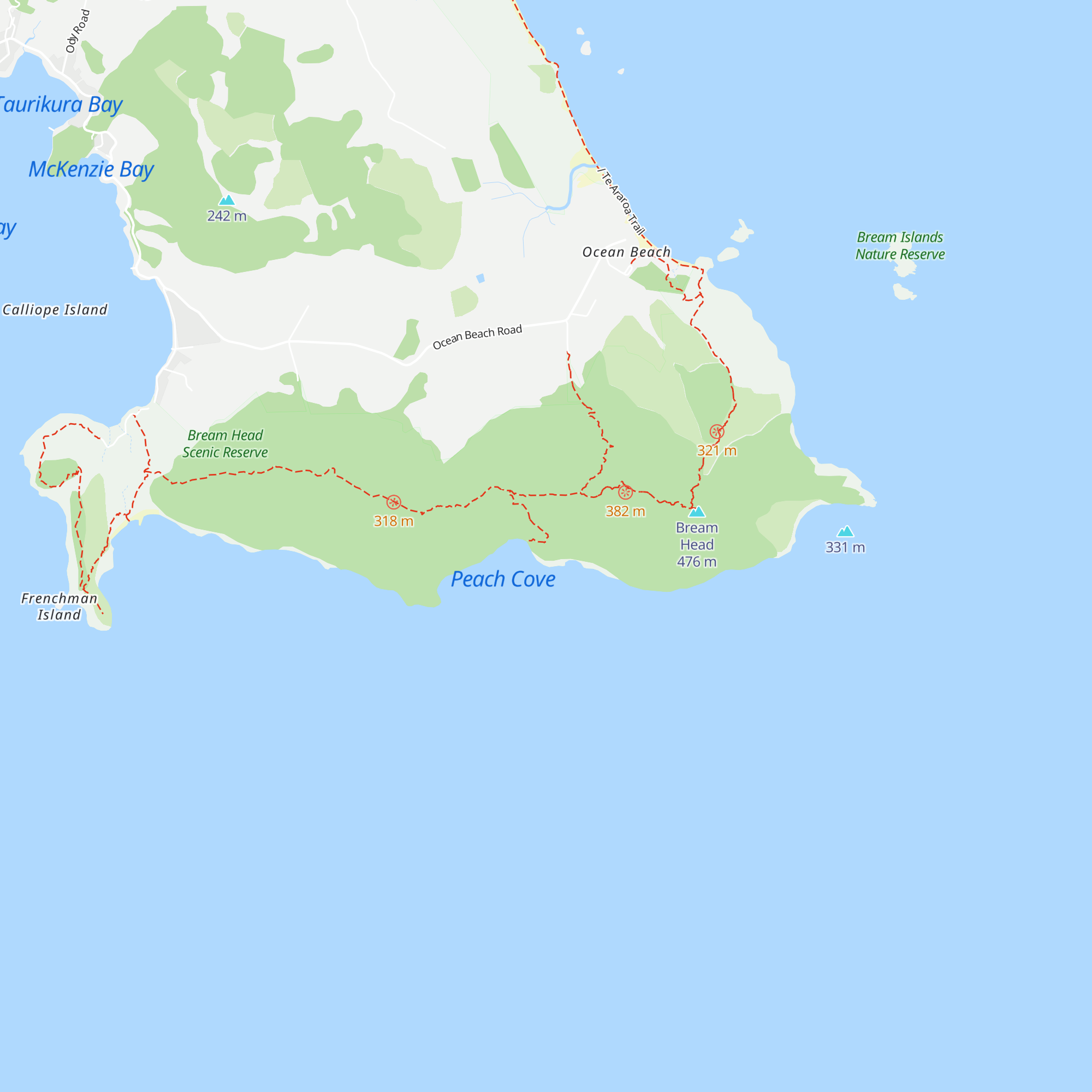 Peach Cove Hut map