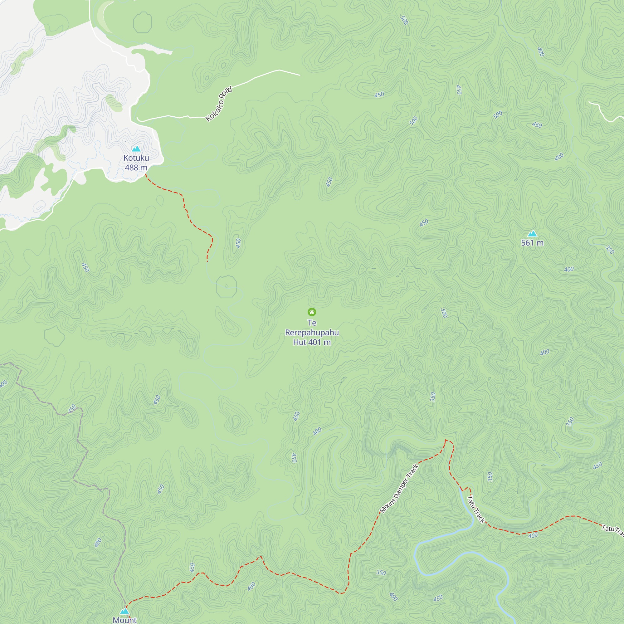 Te Rerepahupahu Hut map