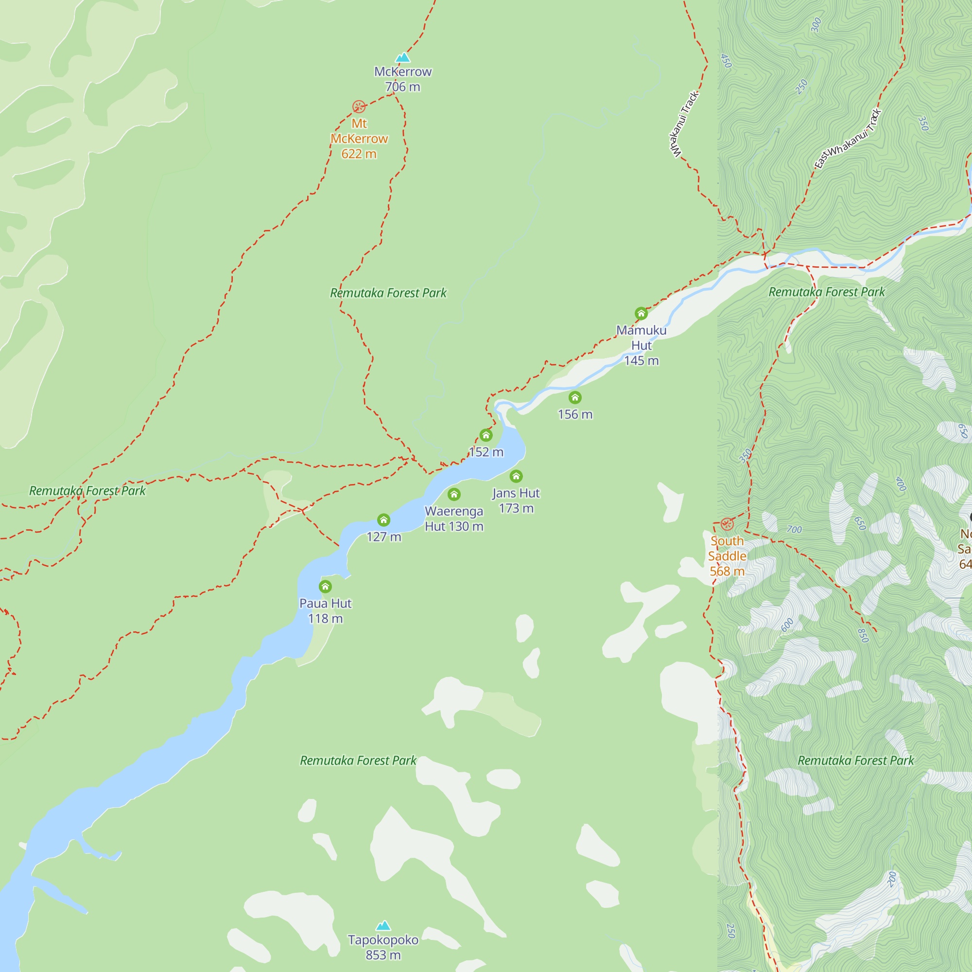 Oaks Hut map