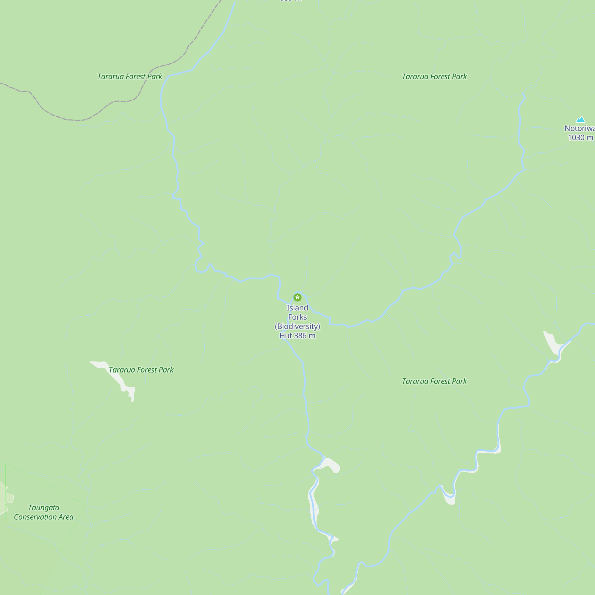 Island Forks (Biodiversity) Hut map