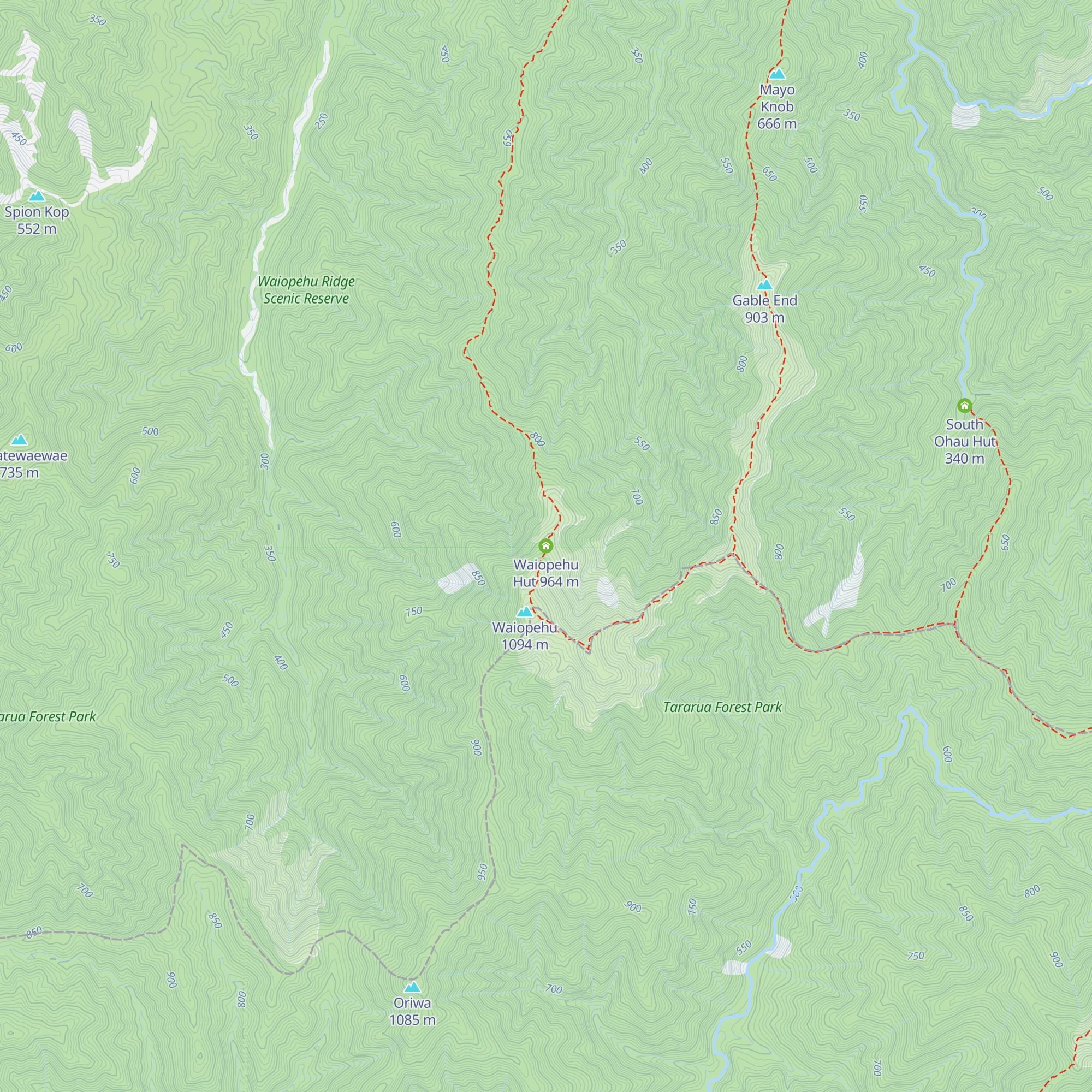 Waiopehu Hut map