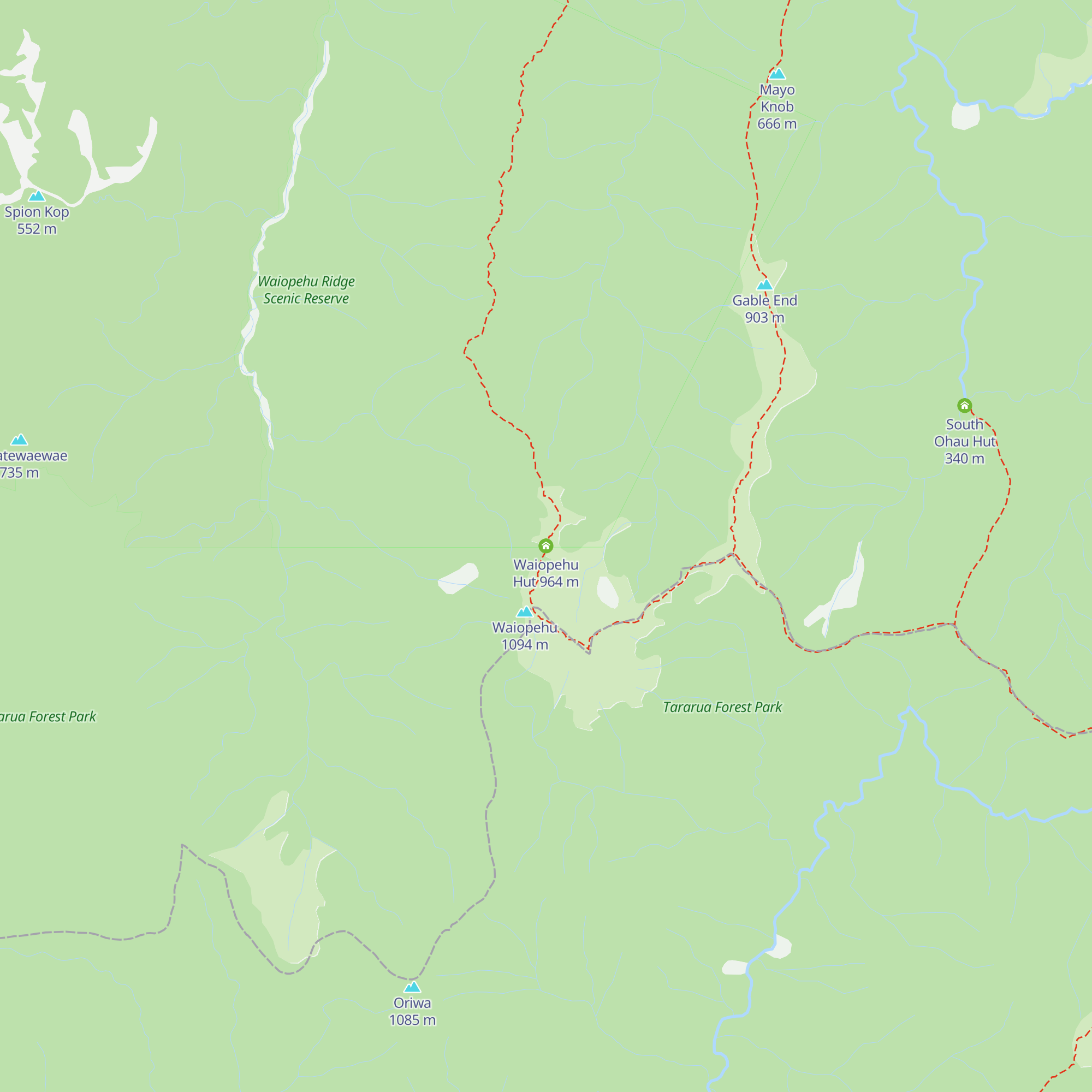 Waiopehu Hut map
