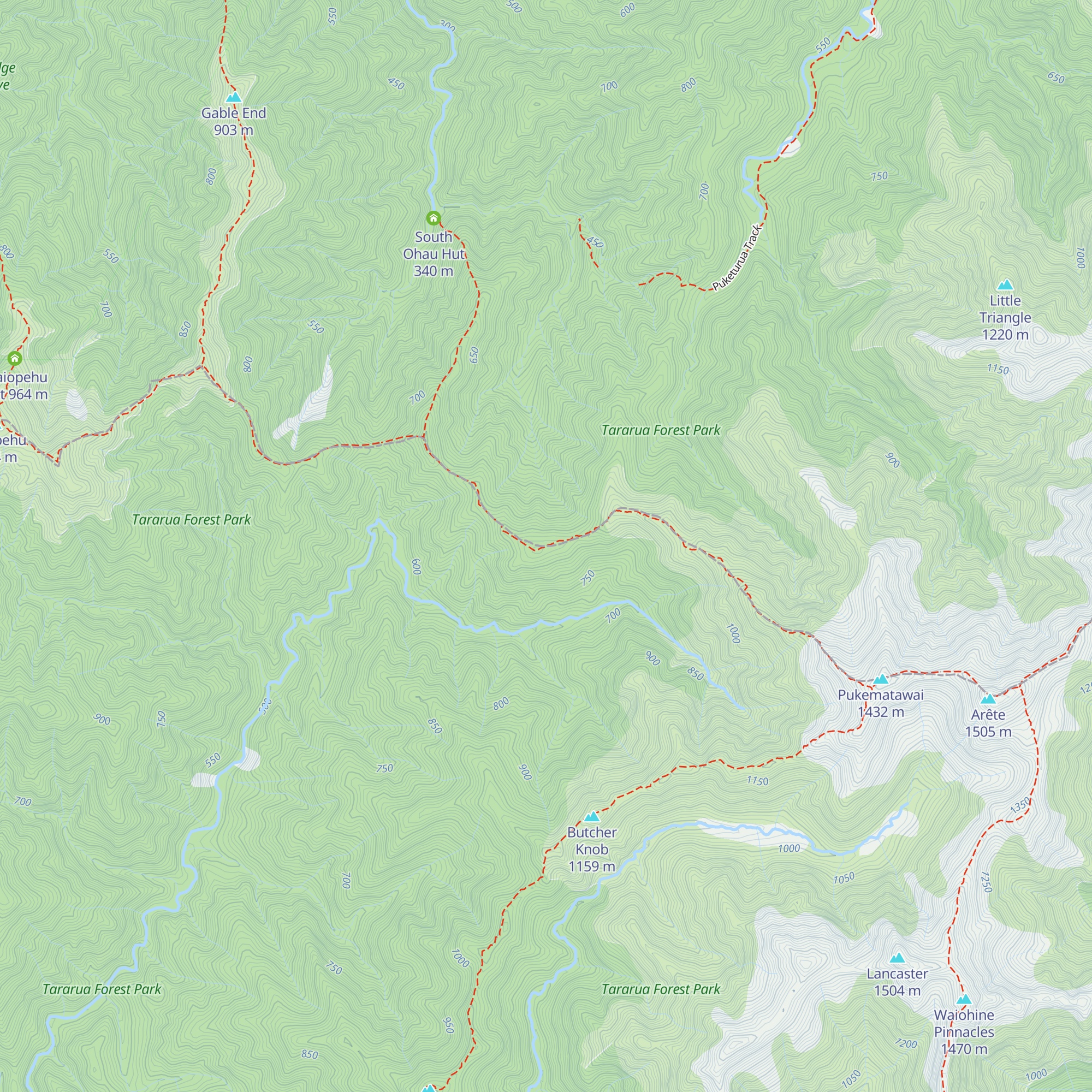 Te Matawai Hut map
