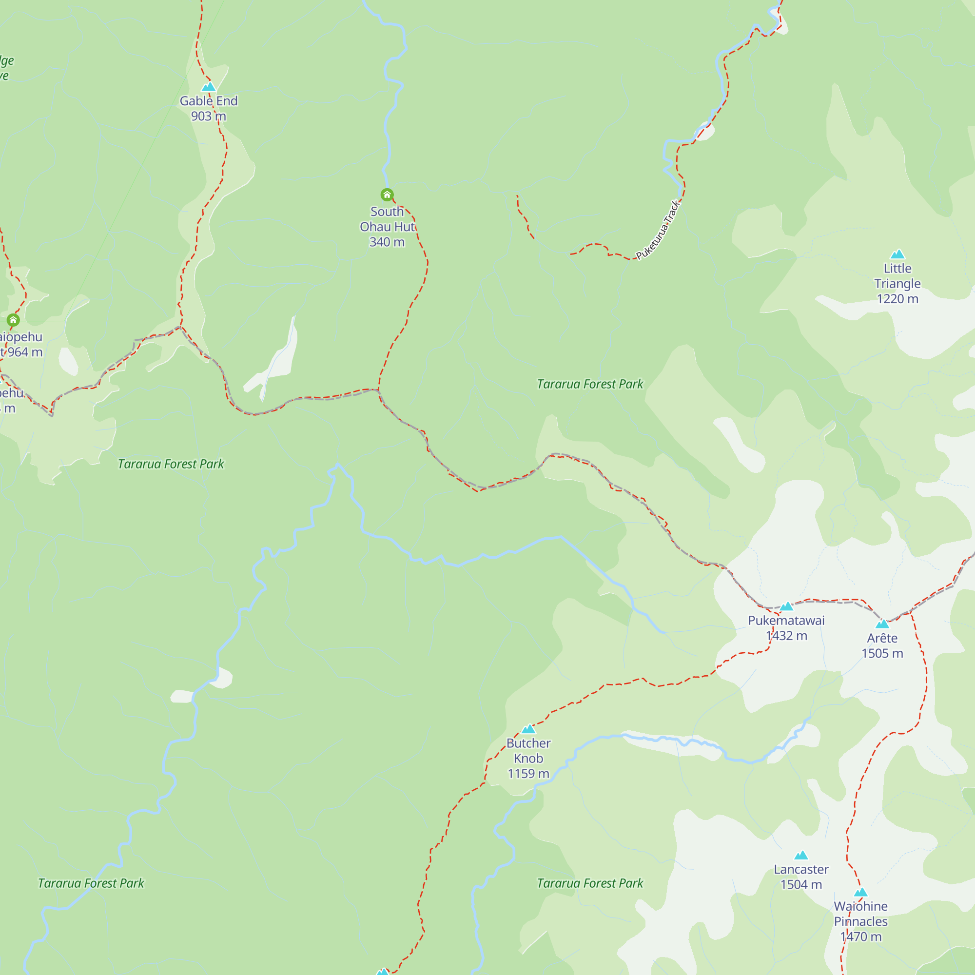 Te Matawai Hut map