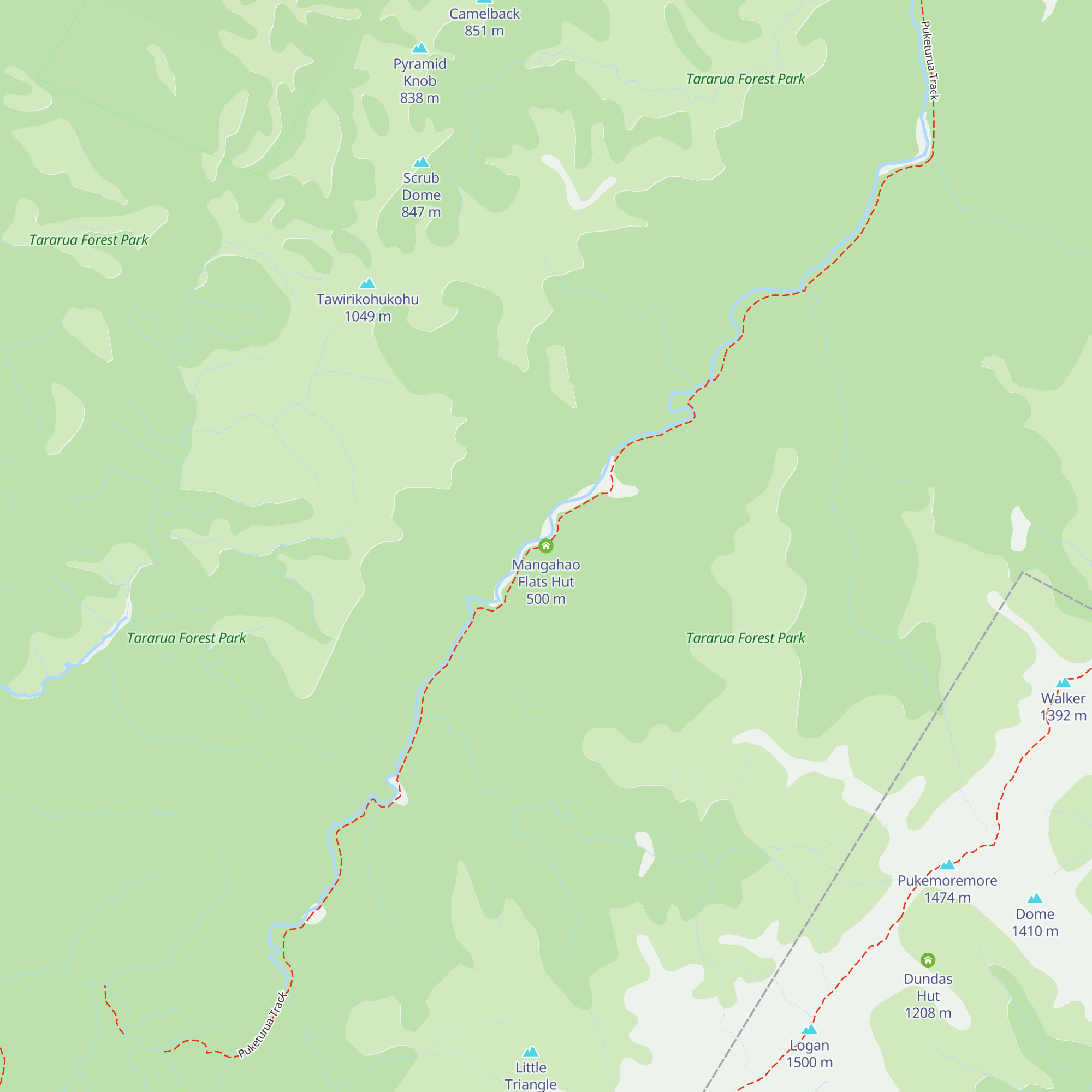 Mangahao Flats Hut map