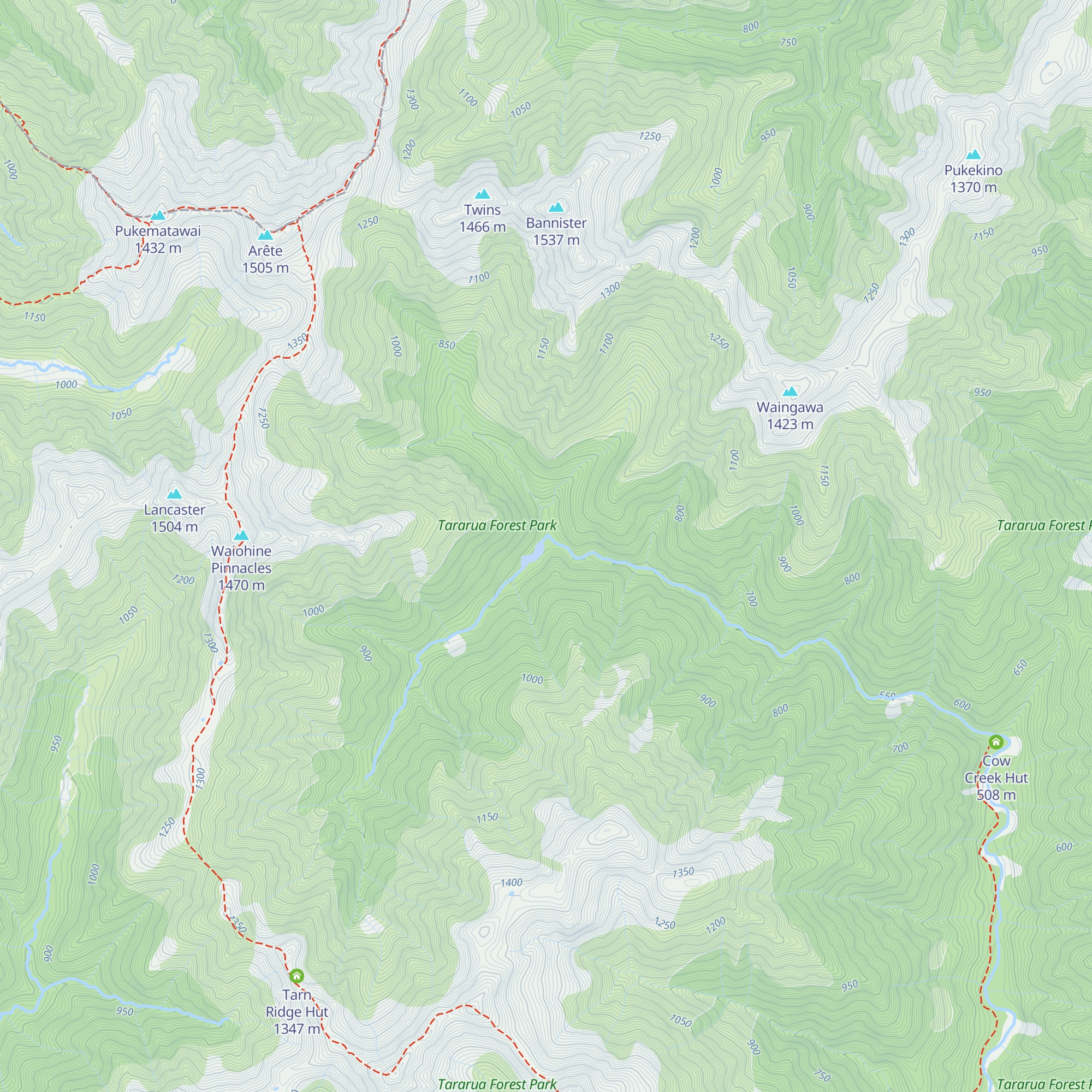 Arete Forks Hut map