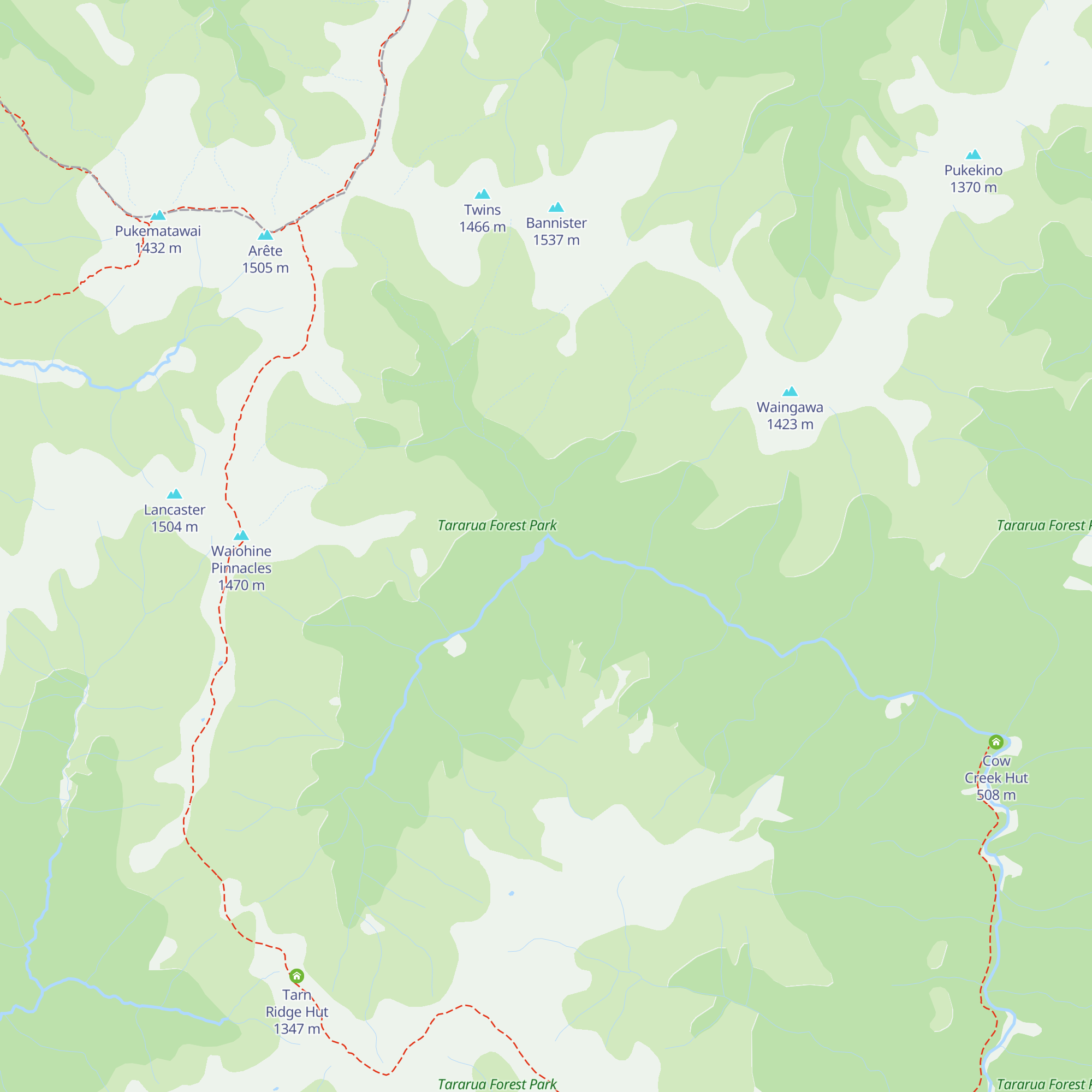 Arete Forks Hut map