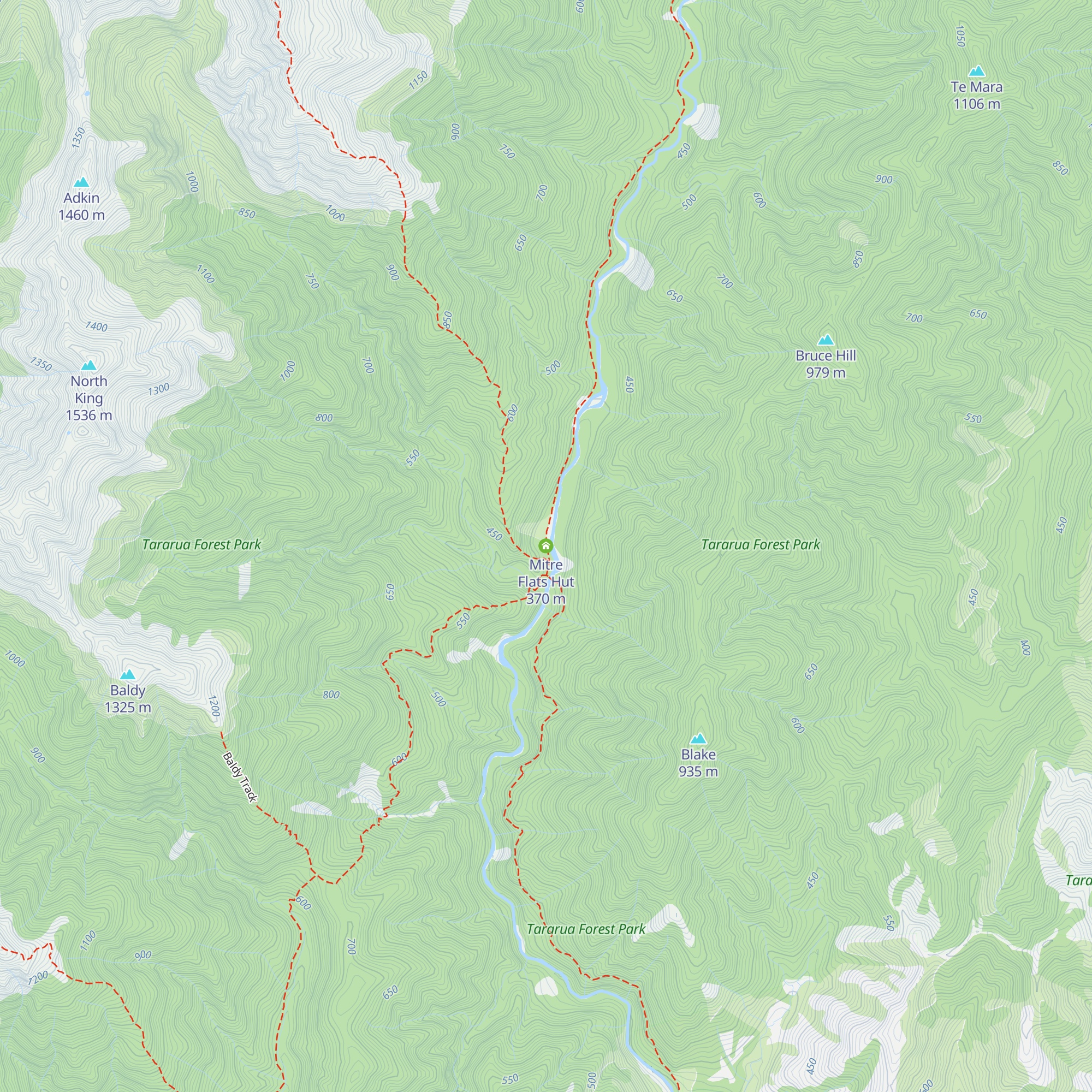Mitre Flats Hut map