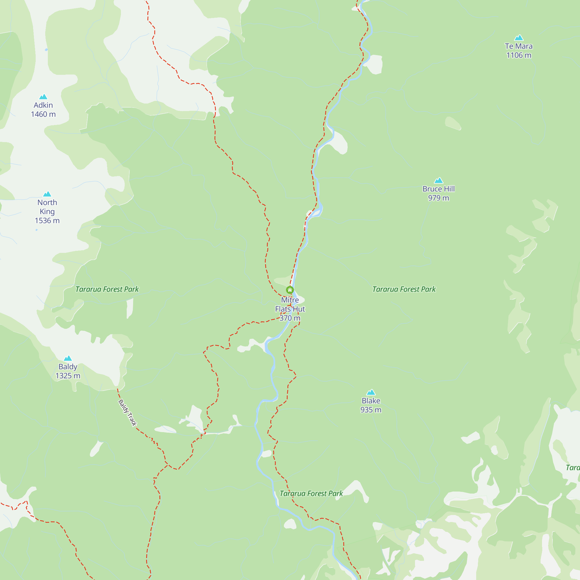 Mitre Flats Hut map