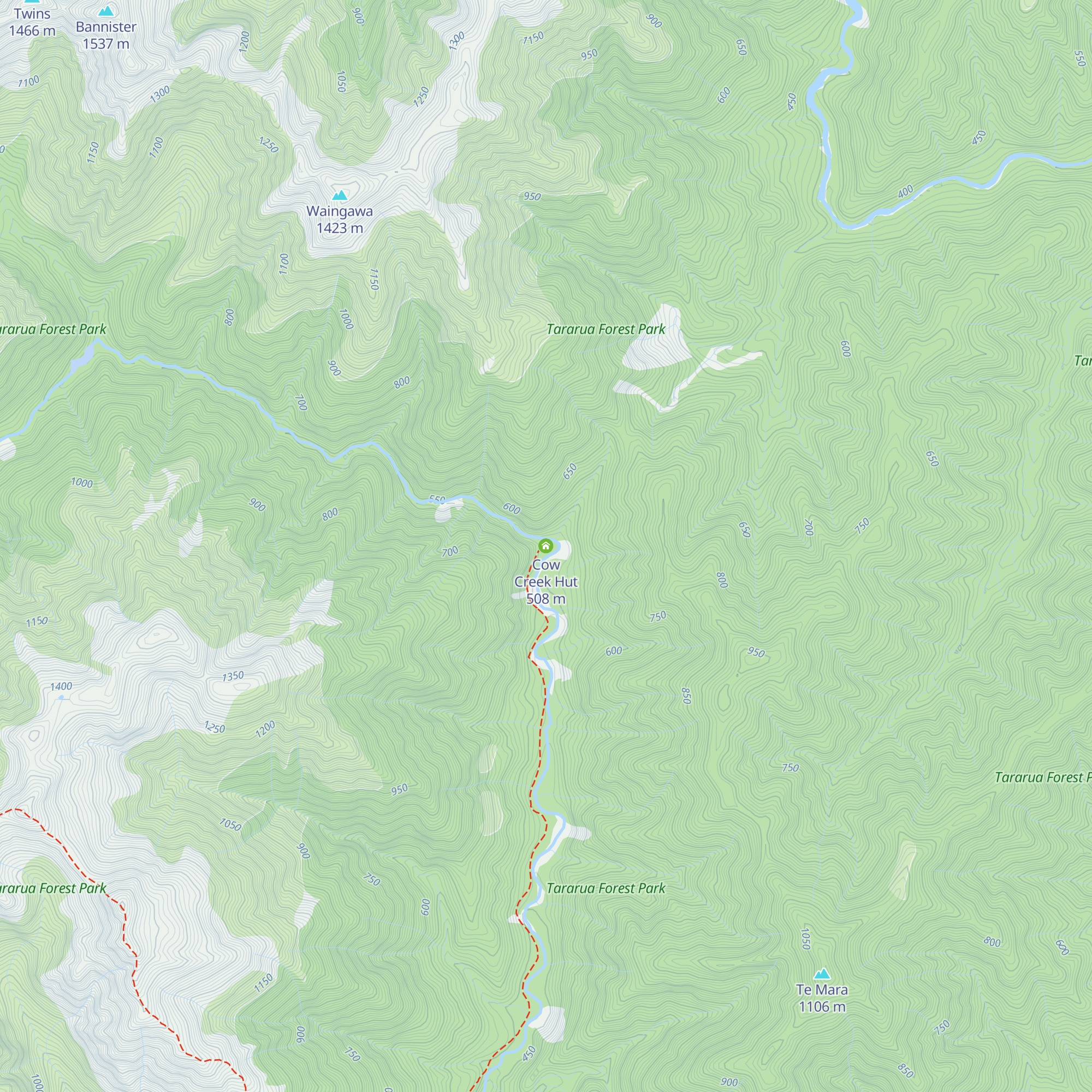 Cow Creek Hut map