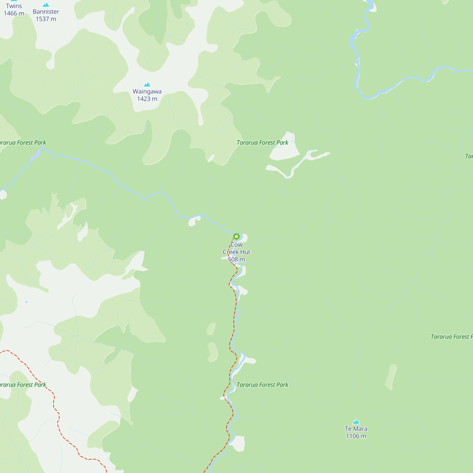 Cow Creek Hut map