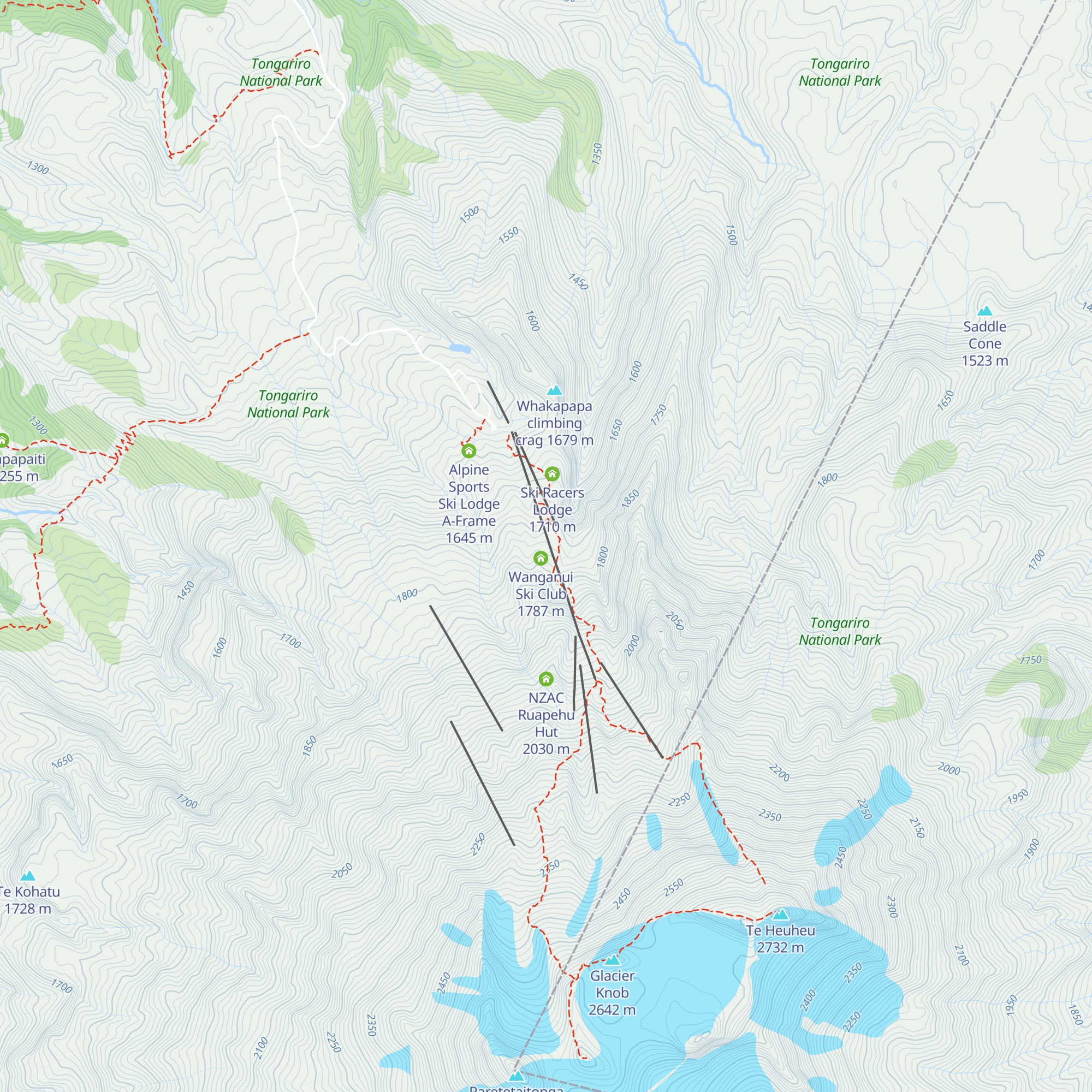 Ruapehu Ski Club Hut map