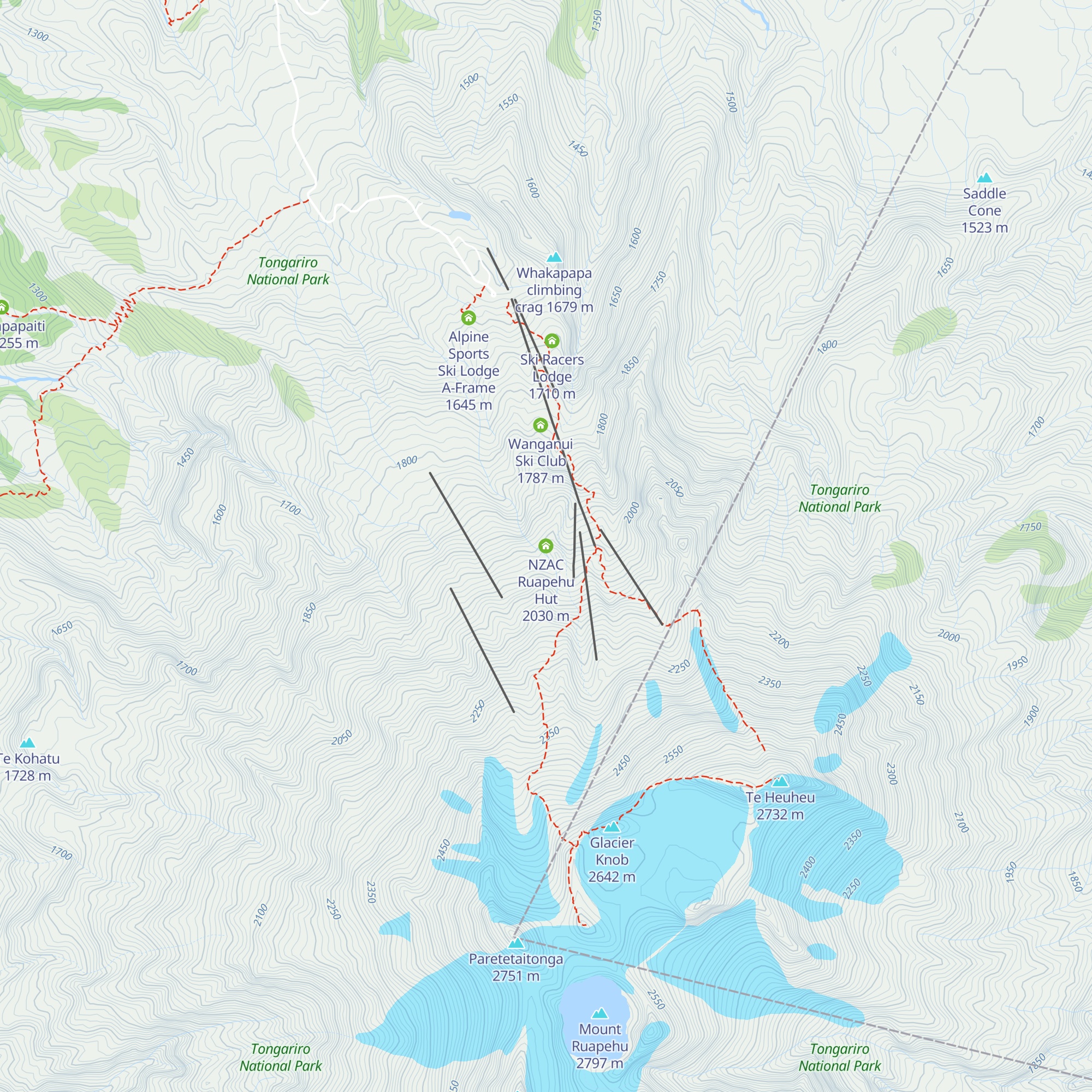 NZAC Ruapehu Hut map