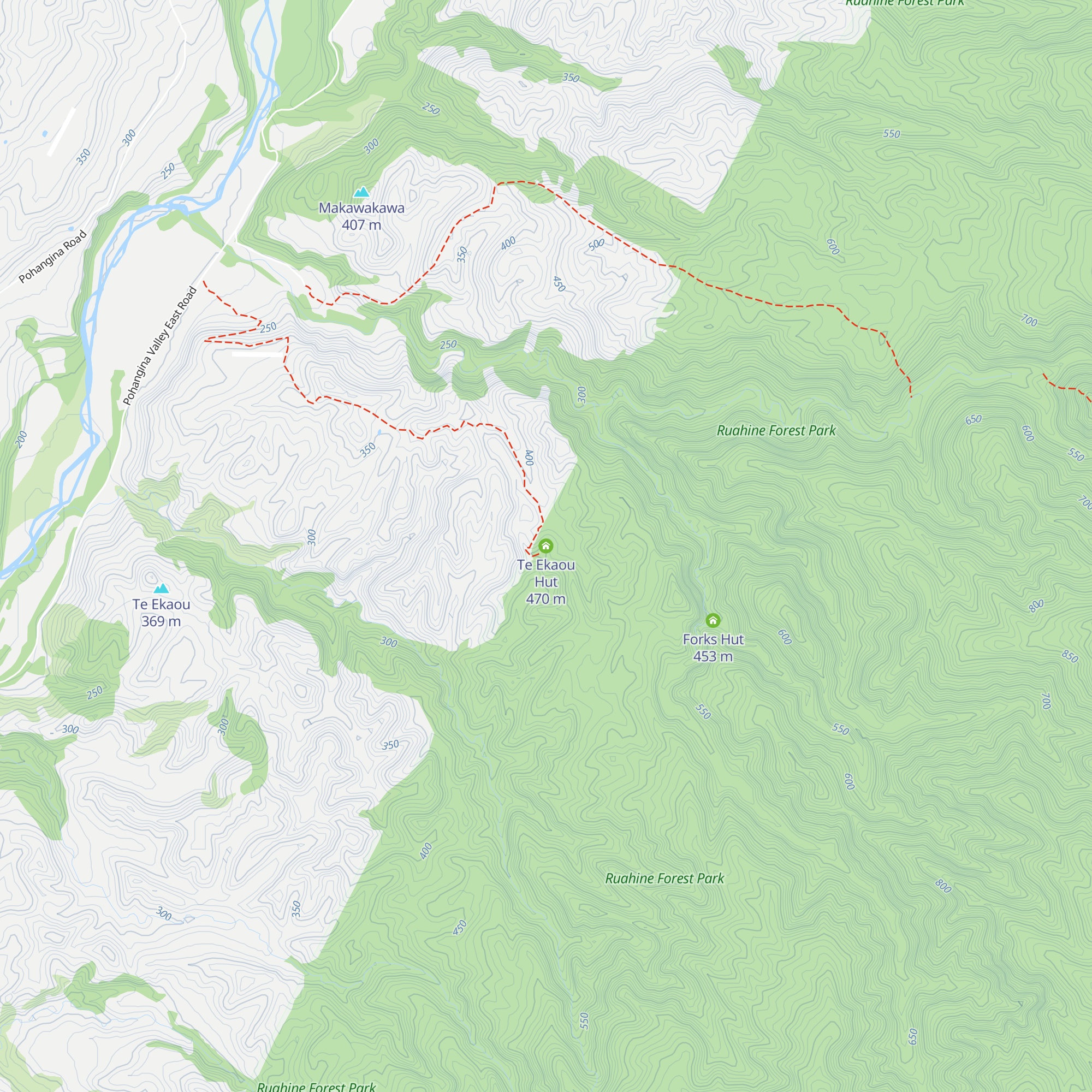 Te Ekaou Hut map