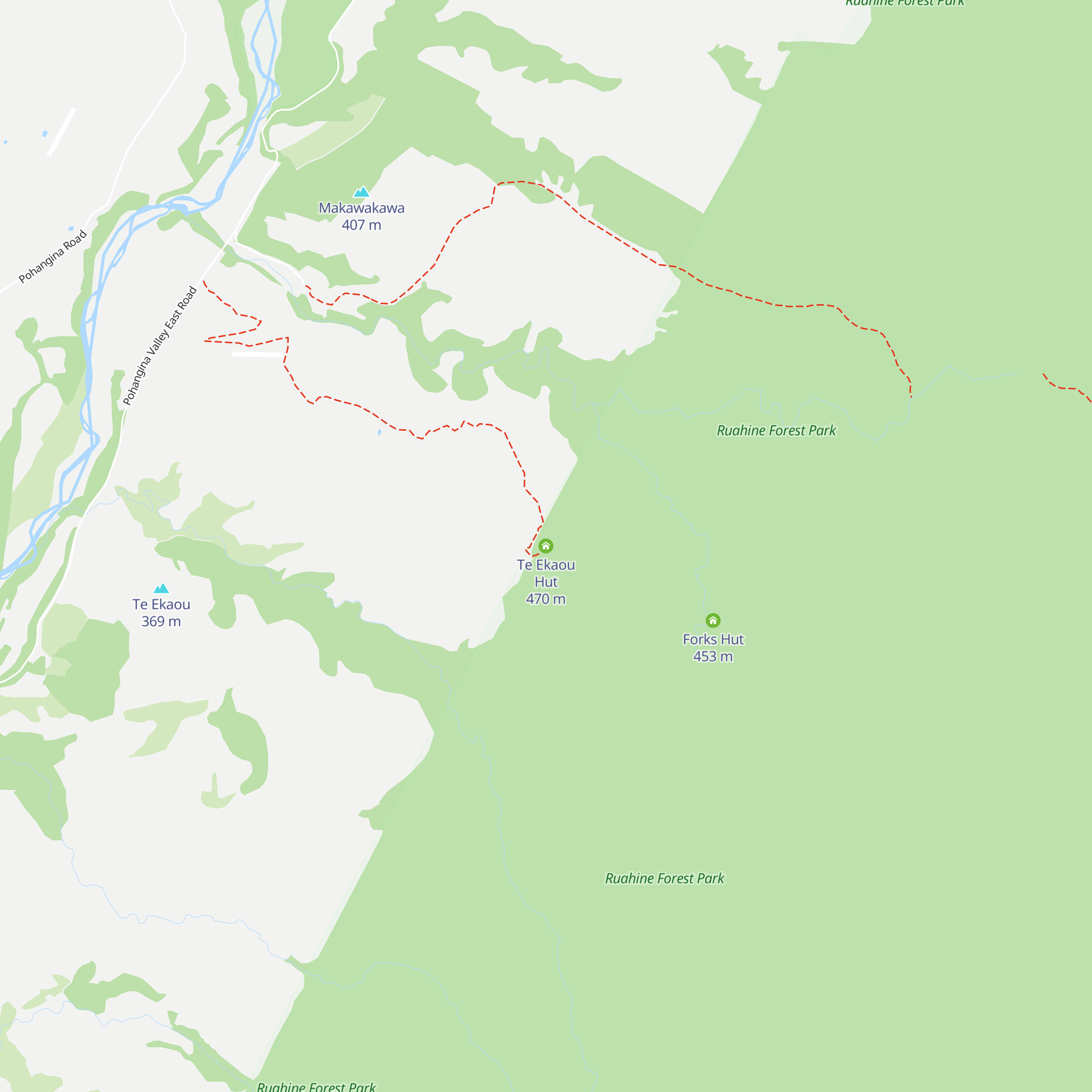 Te Ekaou Hut map