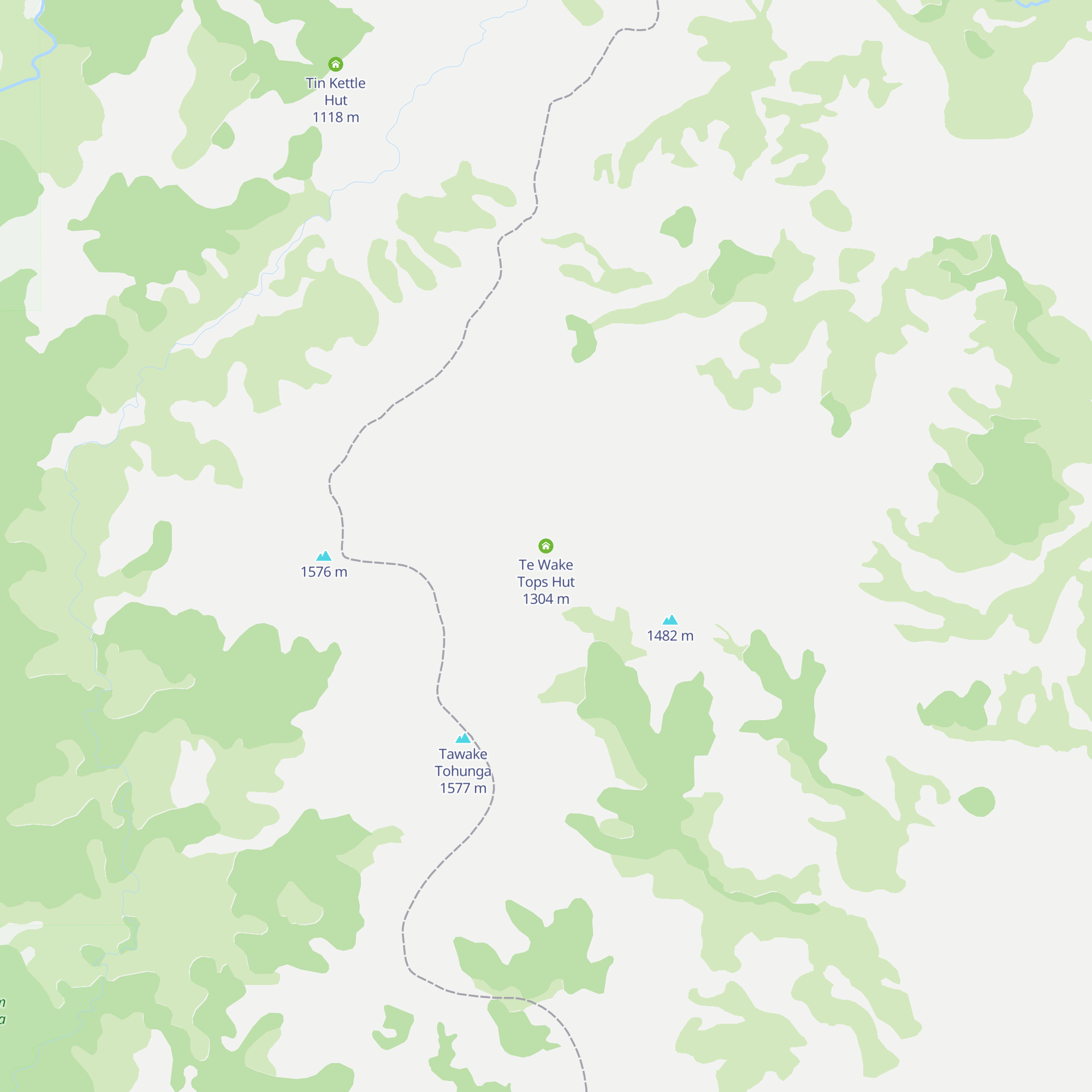 Te Wake Tops Hut map