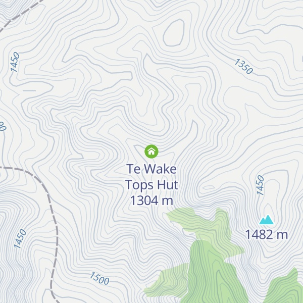 Map of Te Wake Tops Hut