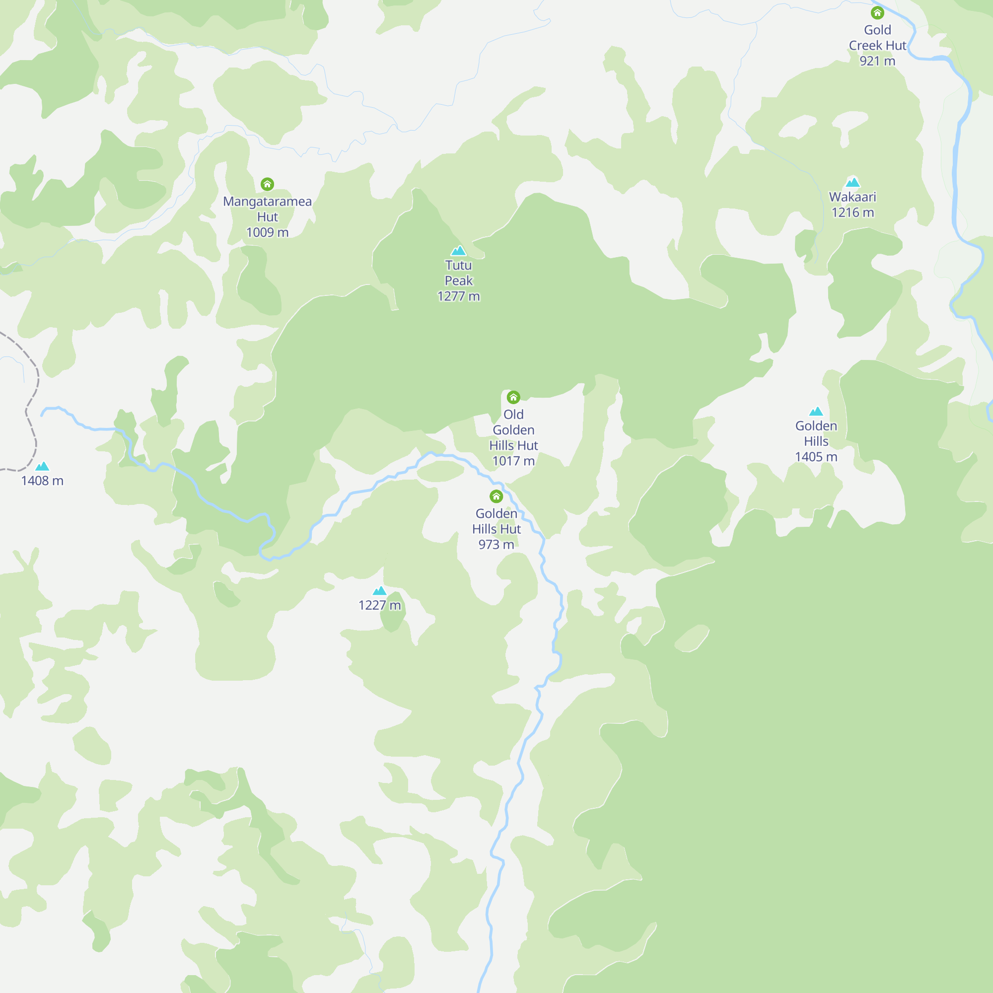 Golden Hills Hut map