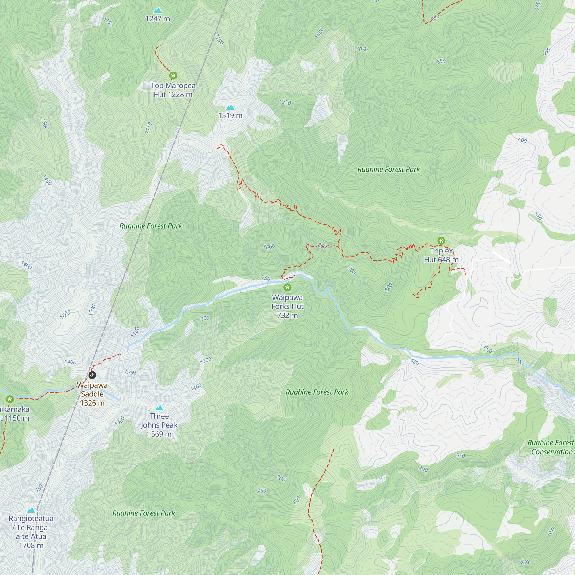 Waipawa Forks Hut map