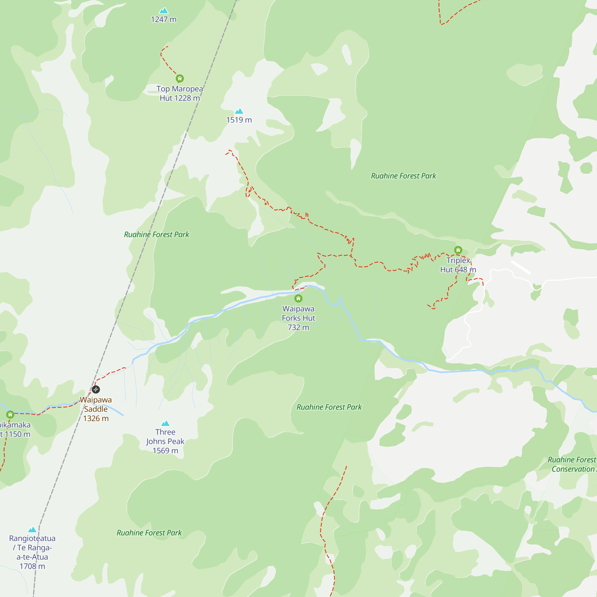 Waipawa Forks Hut map