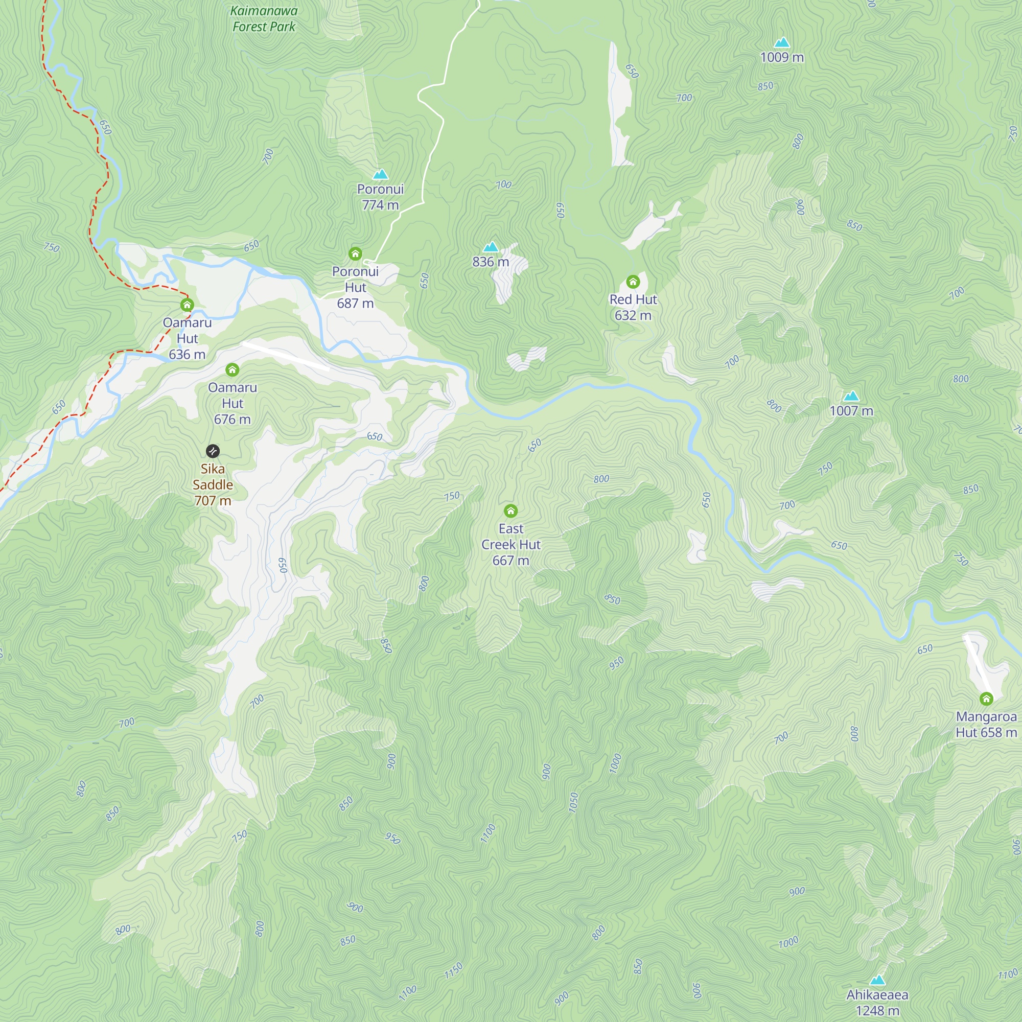 East Creek Hut map
