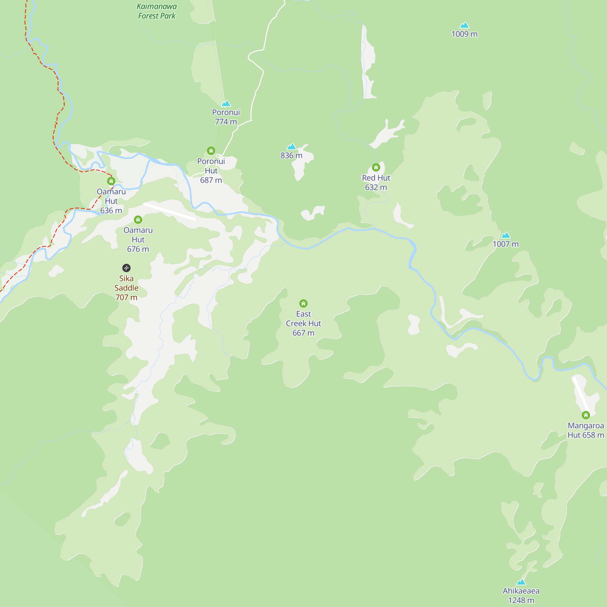 East Creek Hut map