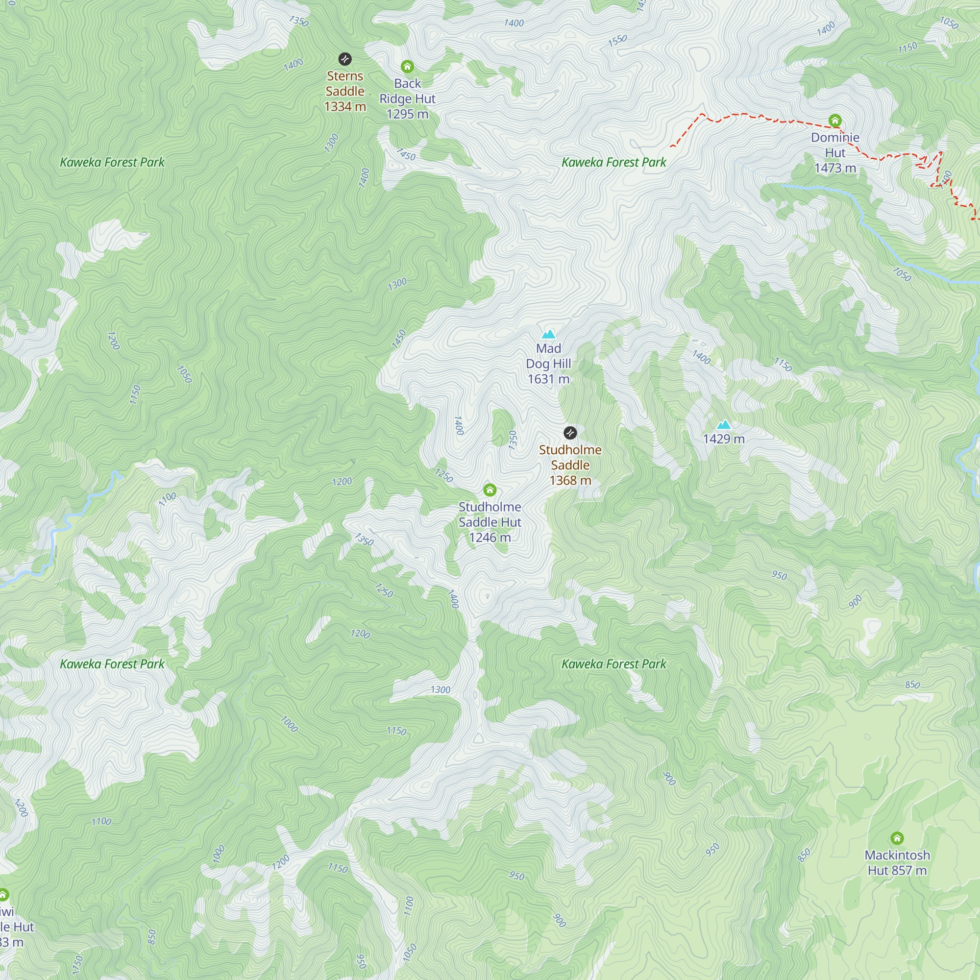 Studholme Saddle Hut map