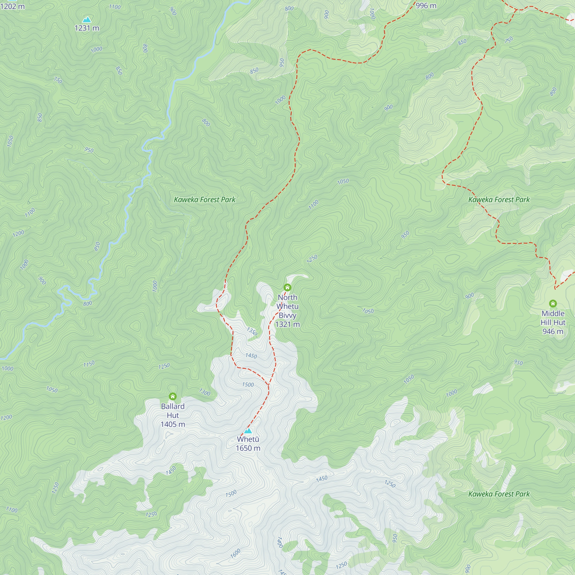 North Whetu Bivvy map