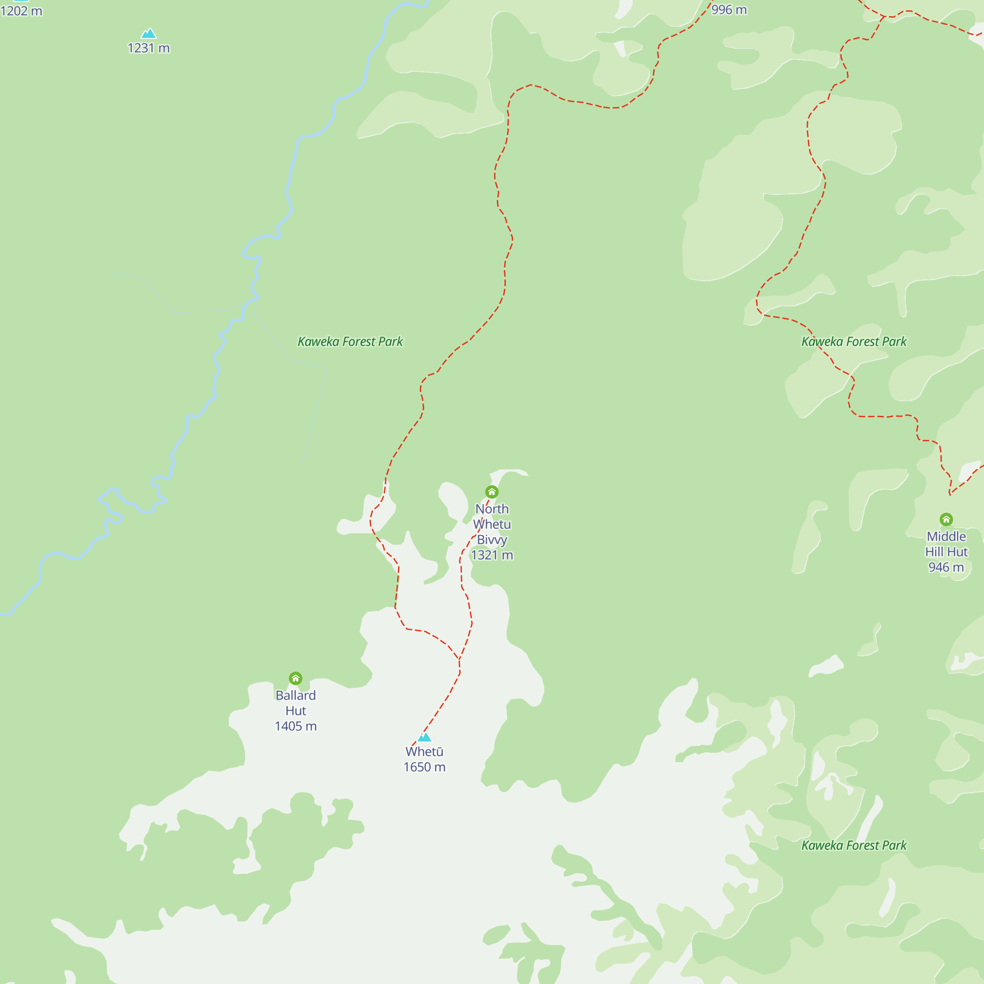 North Whetu Bivvy map