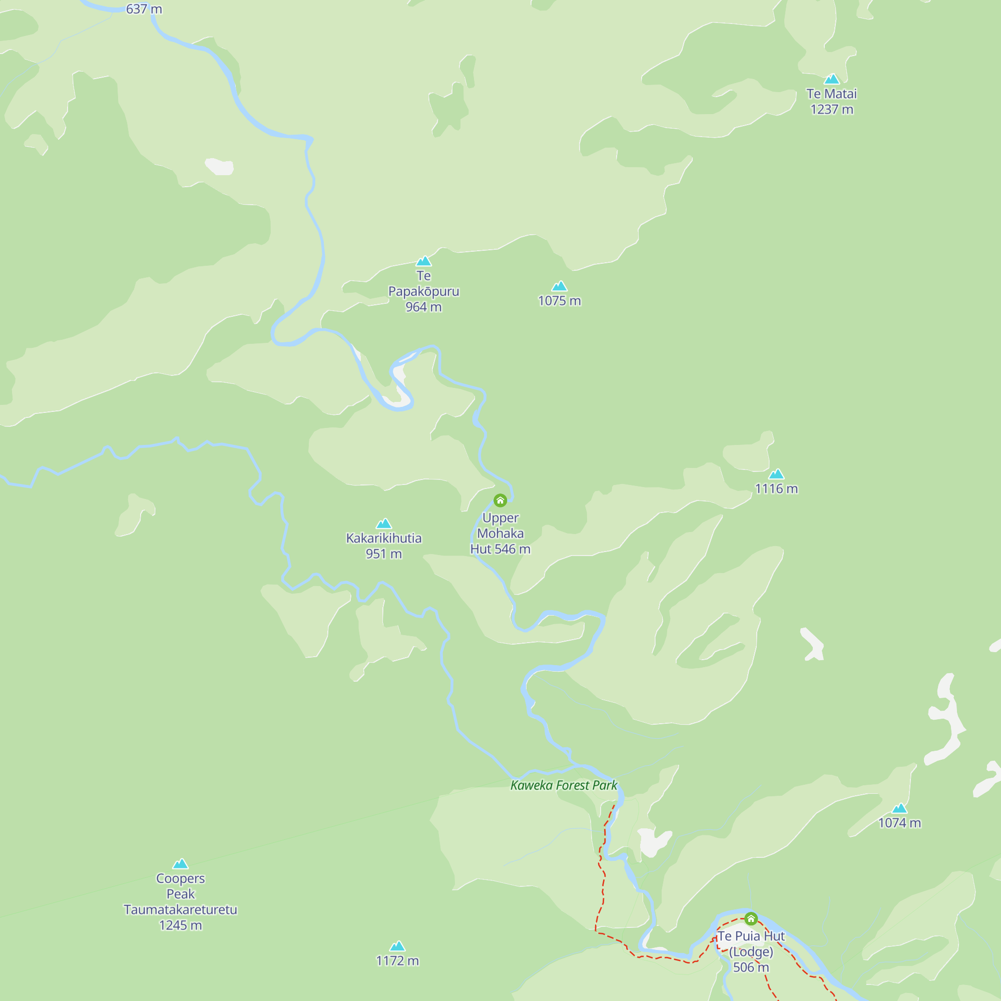 Upper Mohaka Hut map