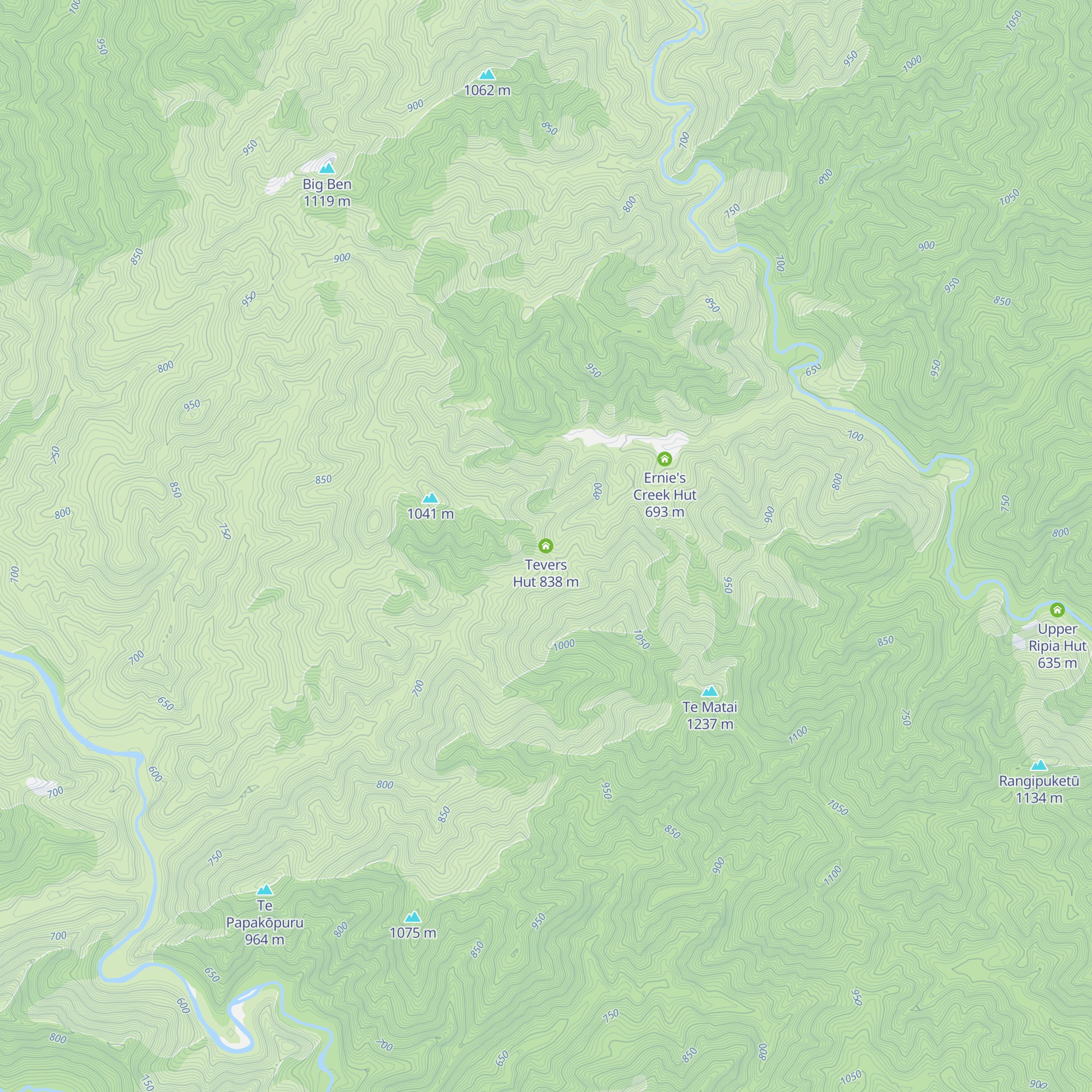 Tevers Hut map