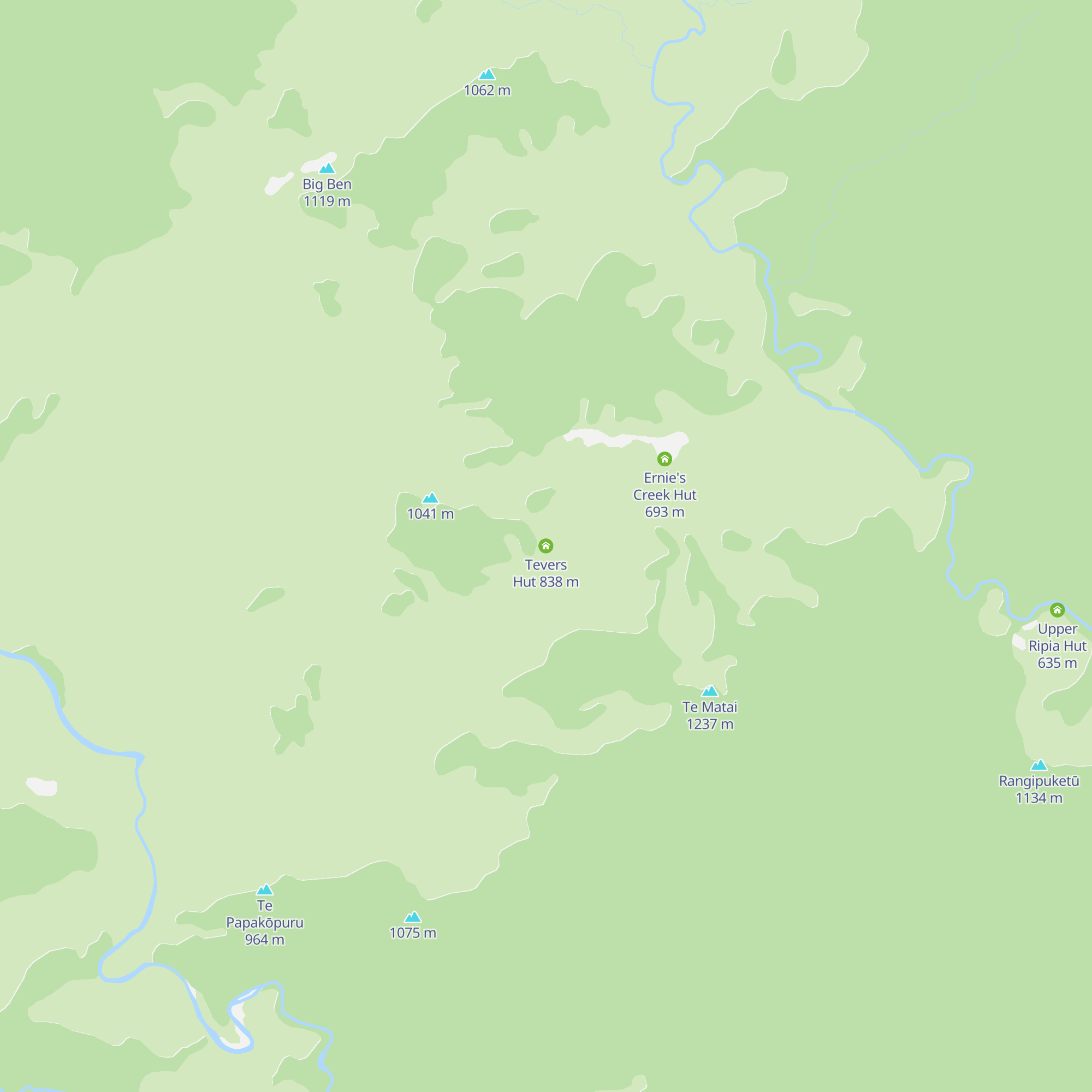 Tevers Hut map