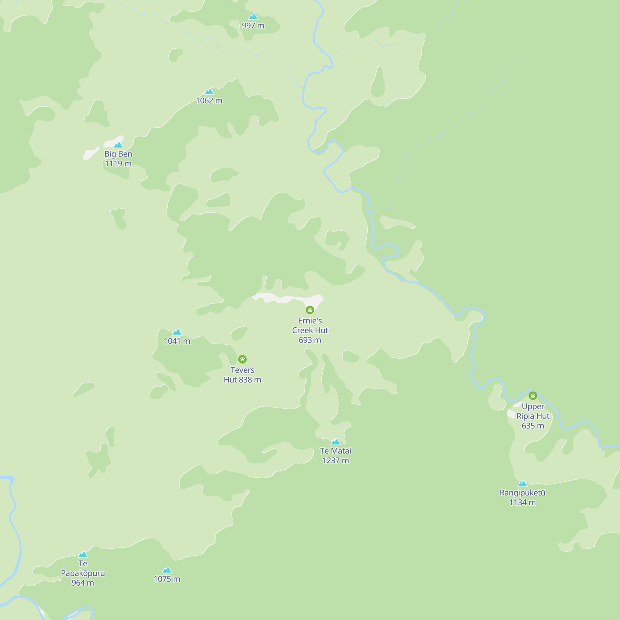 Ernie's Creek Hut map