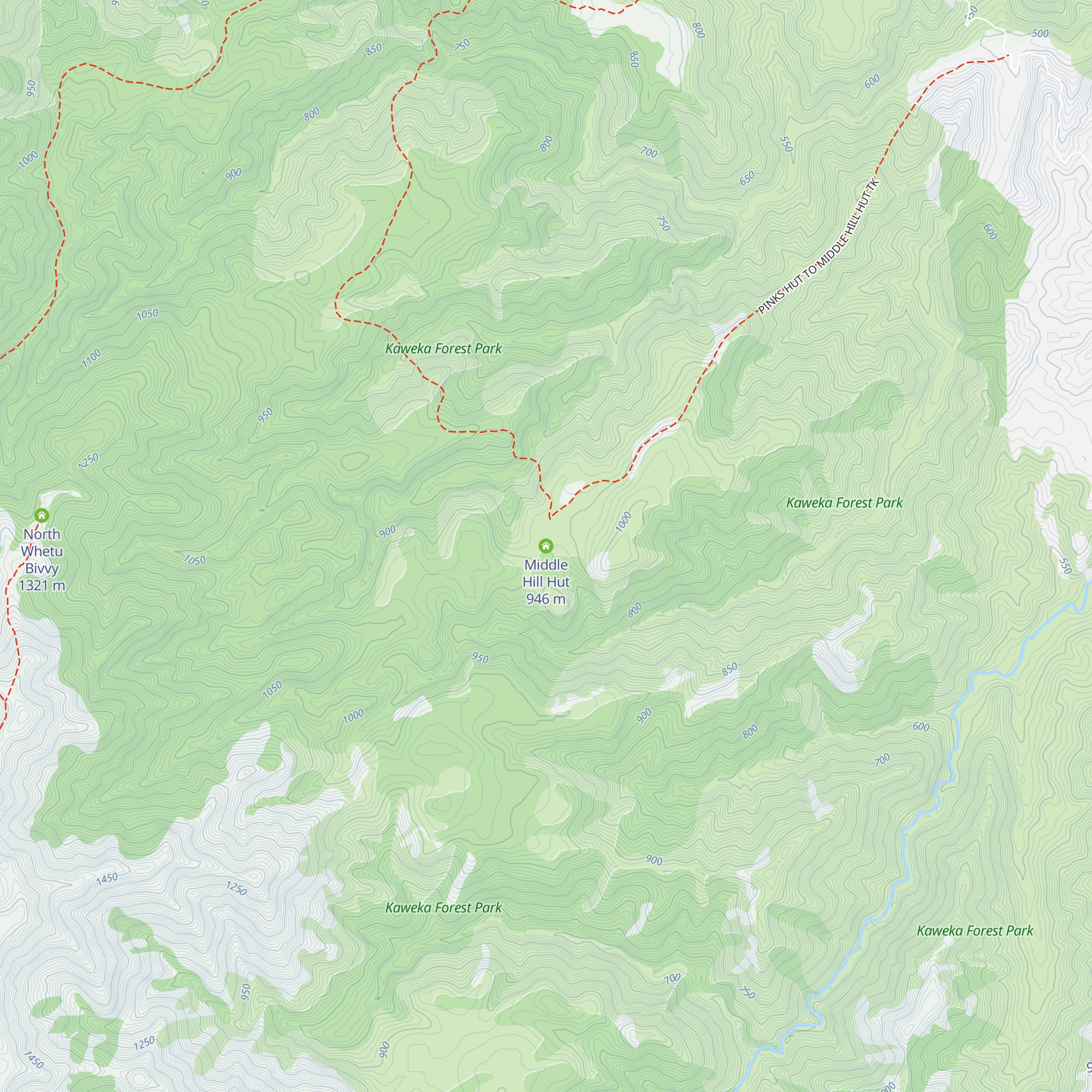 Middle Hill Hut map